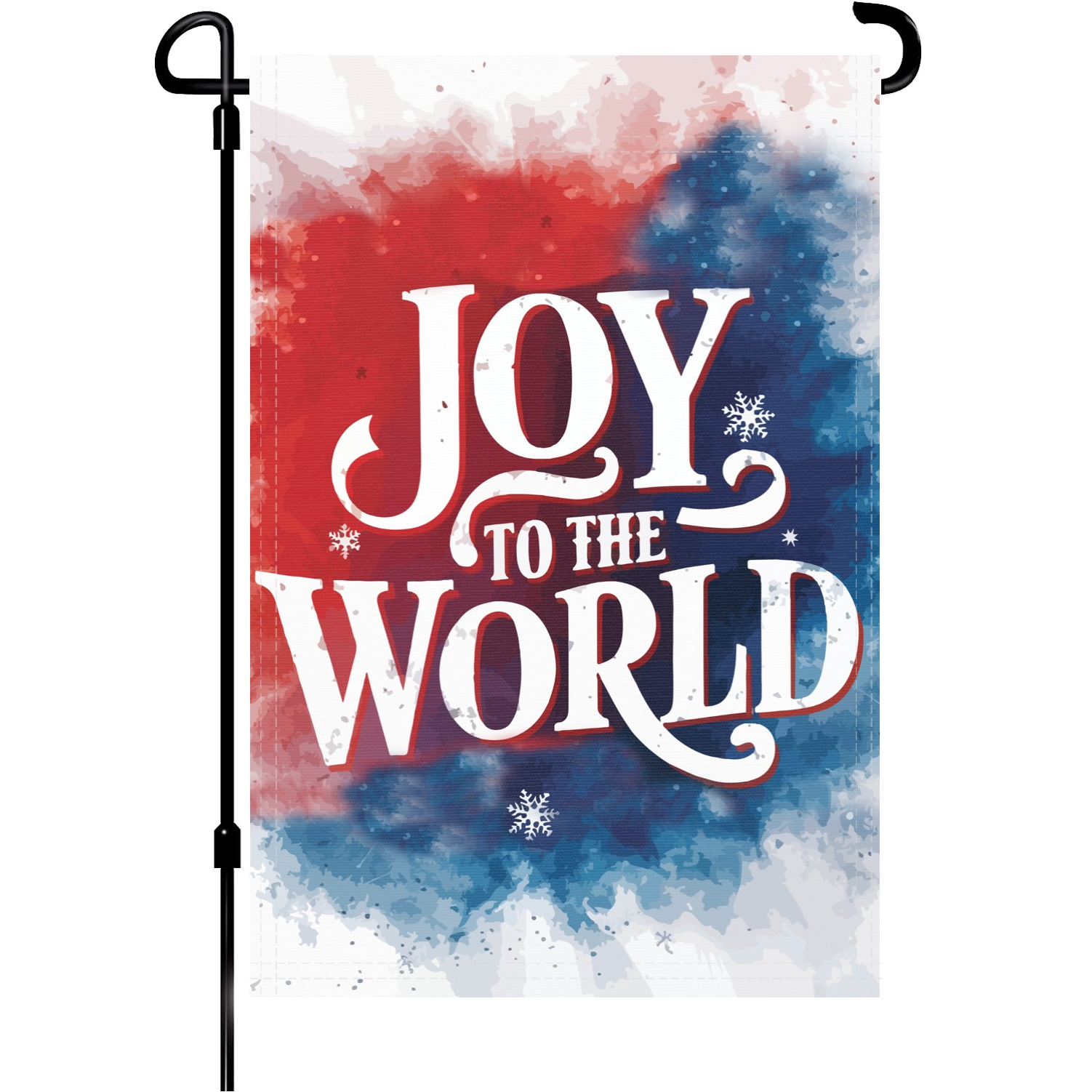 Joy To The World garden flag made of weatherproof polyester mounted on a garden flagpole | Bannerfi