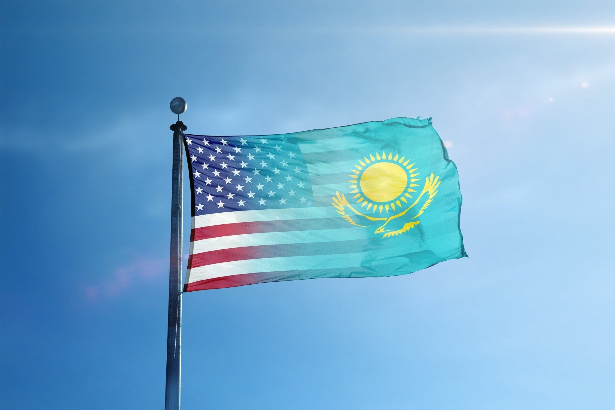 Kazakh American Hybrid Flag