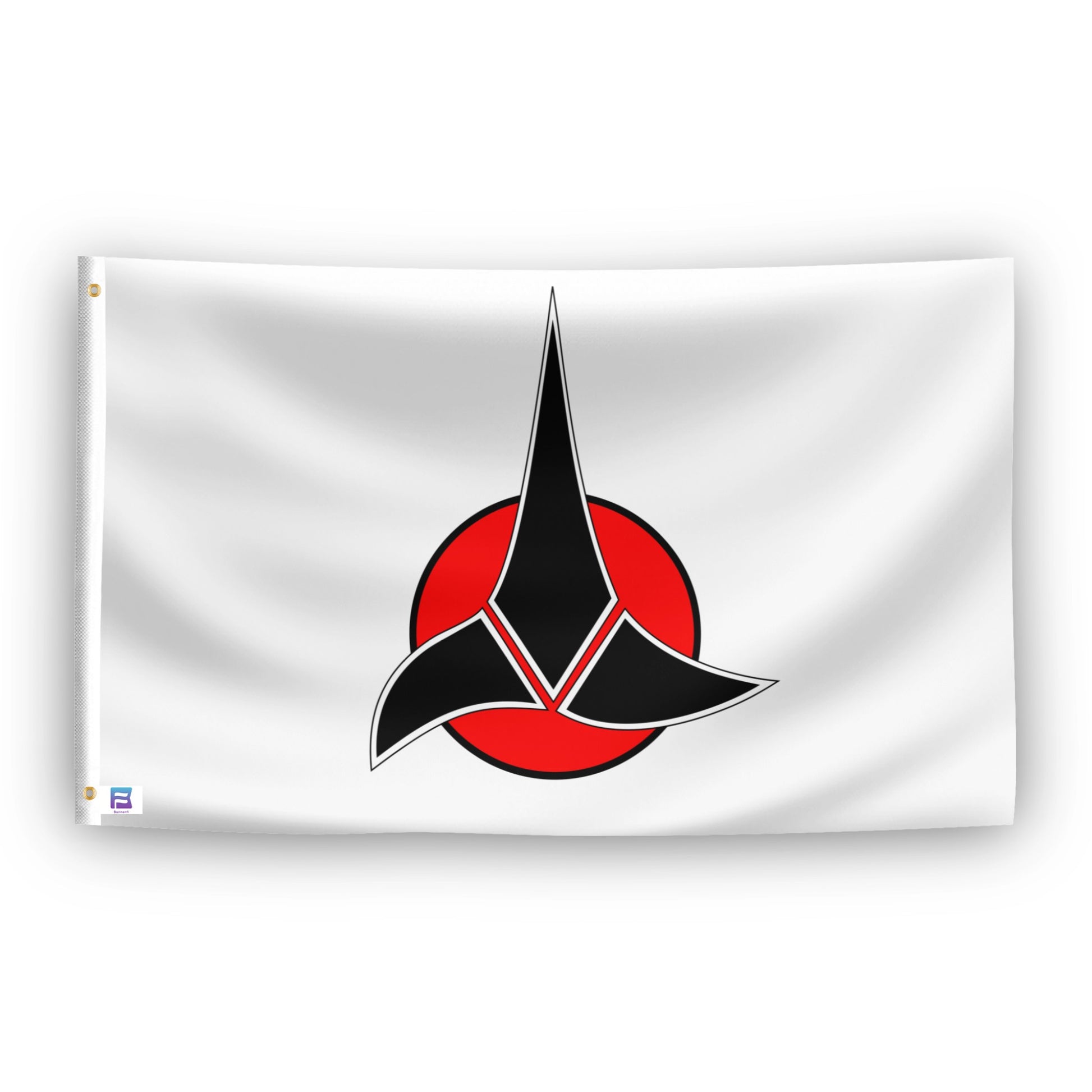 Star Trek Klingon Symbol Flag (White) - Flags by Bannerfi