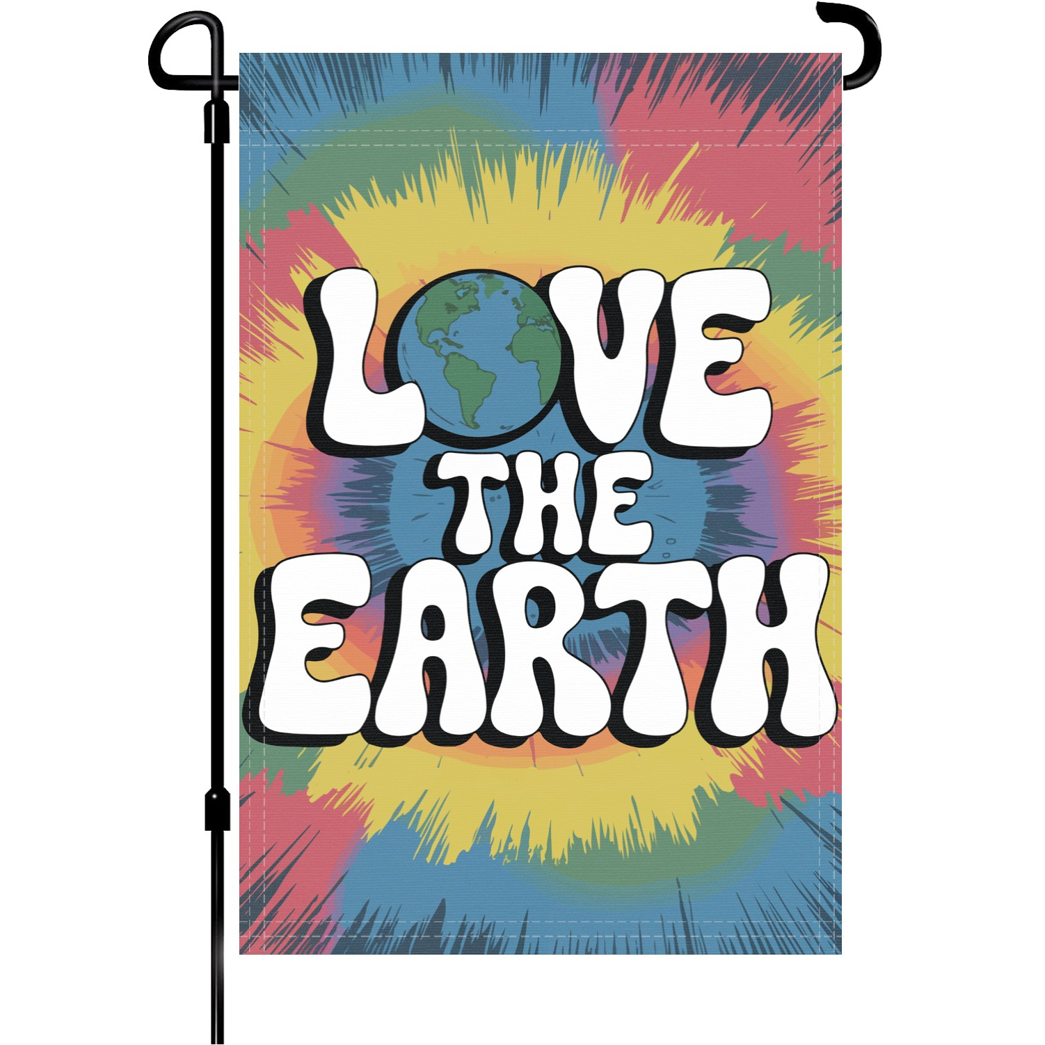 Love The Earth garden flag made of weatherproof polyester mounted on a garden flagpole | Bannerfi