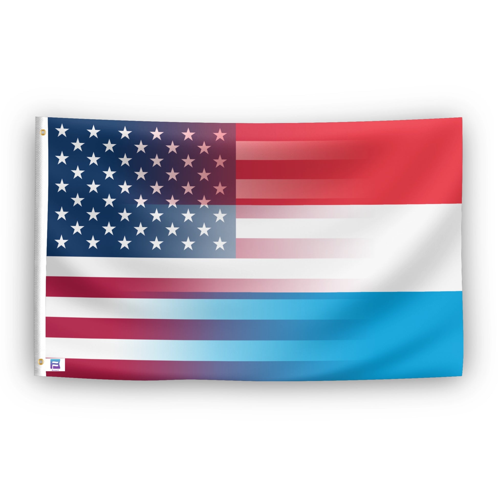 Luxembourg American Hybrid flag – weatherproof polyester with brass grommets and canvas header | Bannerfi