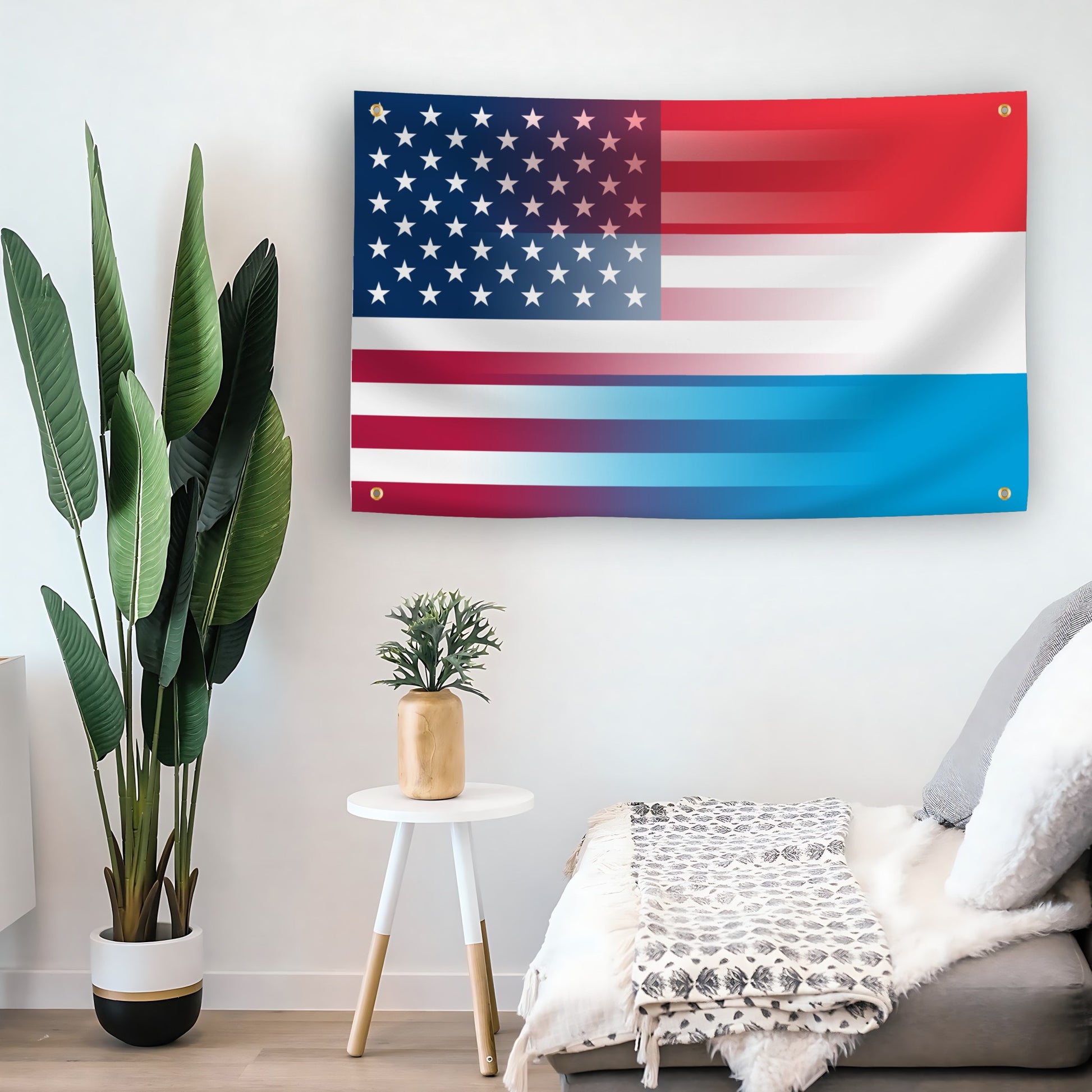 Luxembourg American Hybrid flag as indoor wall art – versatile home décor | Bannerfi