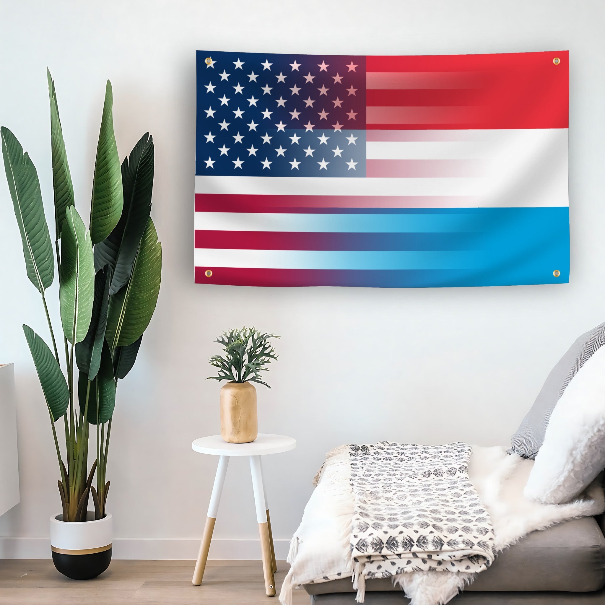 Luxembourg American Hybrid flag as indoor wall art – versatile home décor | Bannerfi