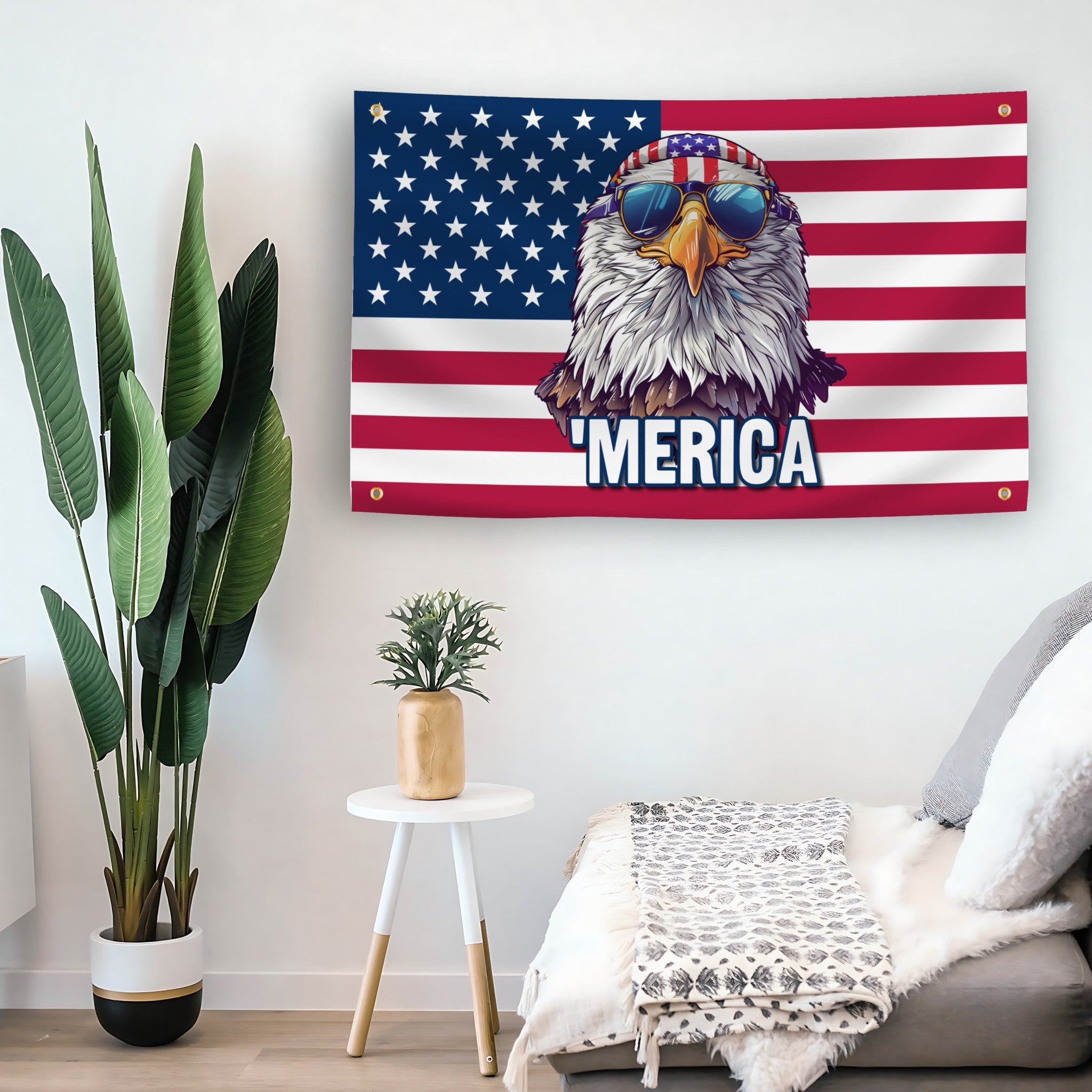 MERICA Bald Eagle flag as indoor wall art – versatile home décor | Bannerfi