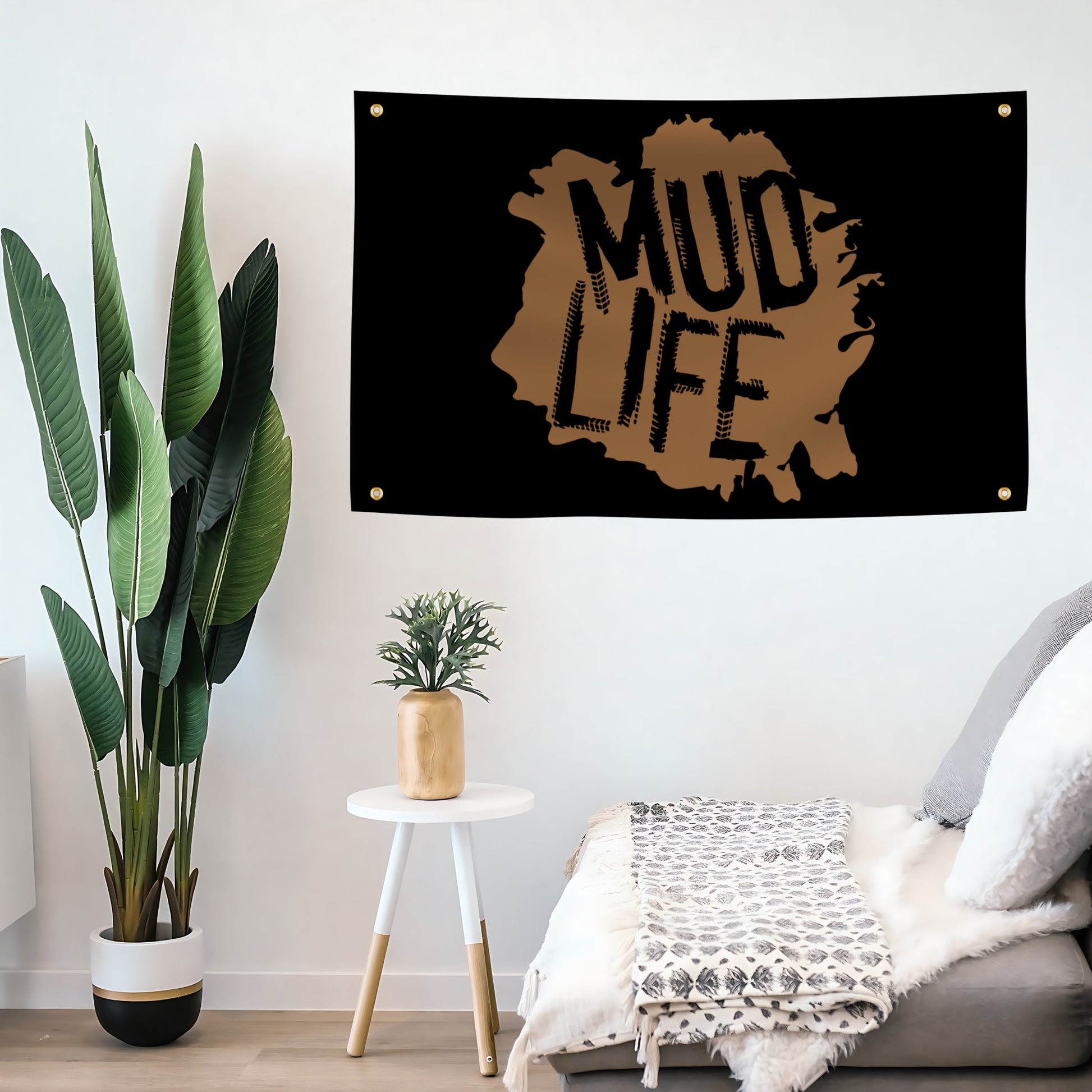 Mudlife Flag with 4 grommets on a wall - Bannerfi