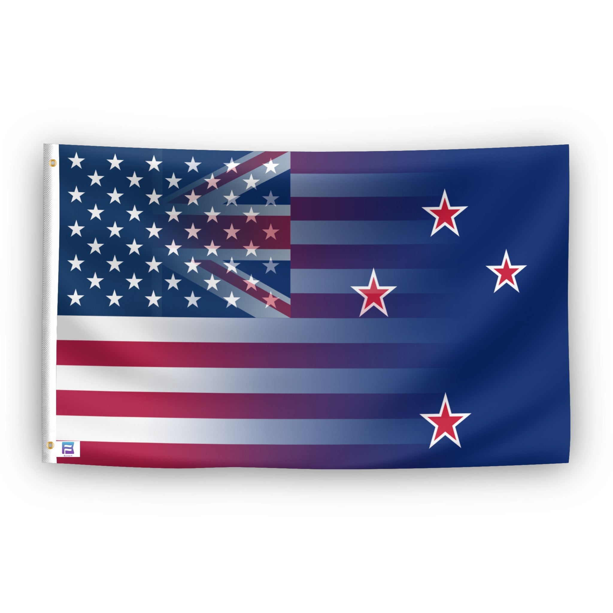 New Zealand American Hybrid flag – weatherproof polyester with brass grommets and canvas header | Bannerfi