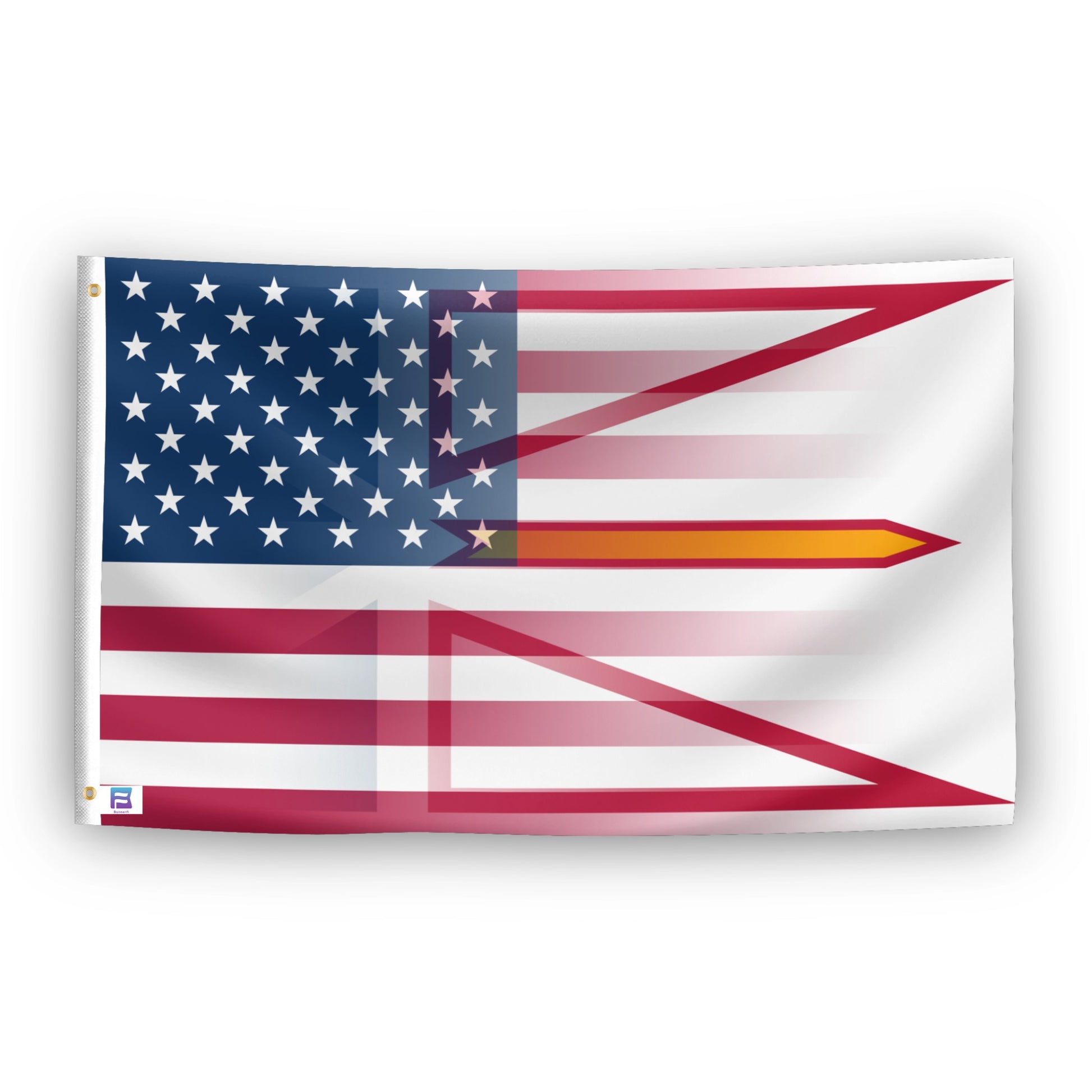 New Foundland American Hybrid flag – weatherproof polyester with brass grommets and canvas header | Bannerfi