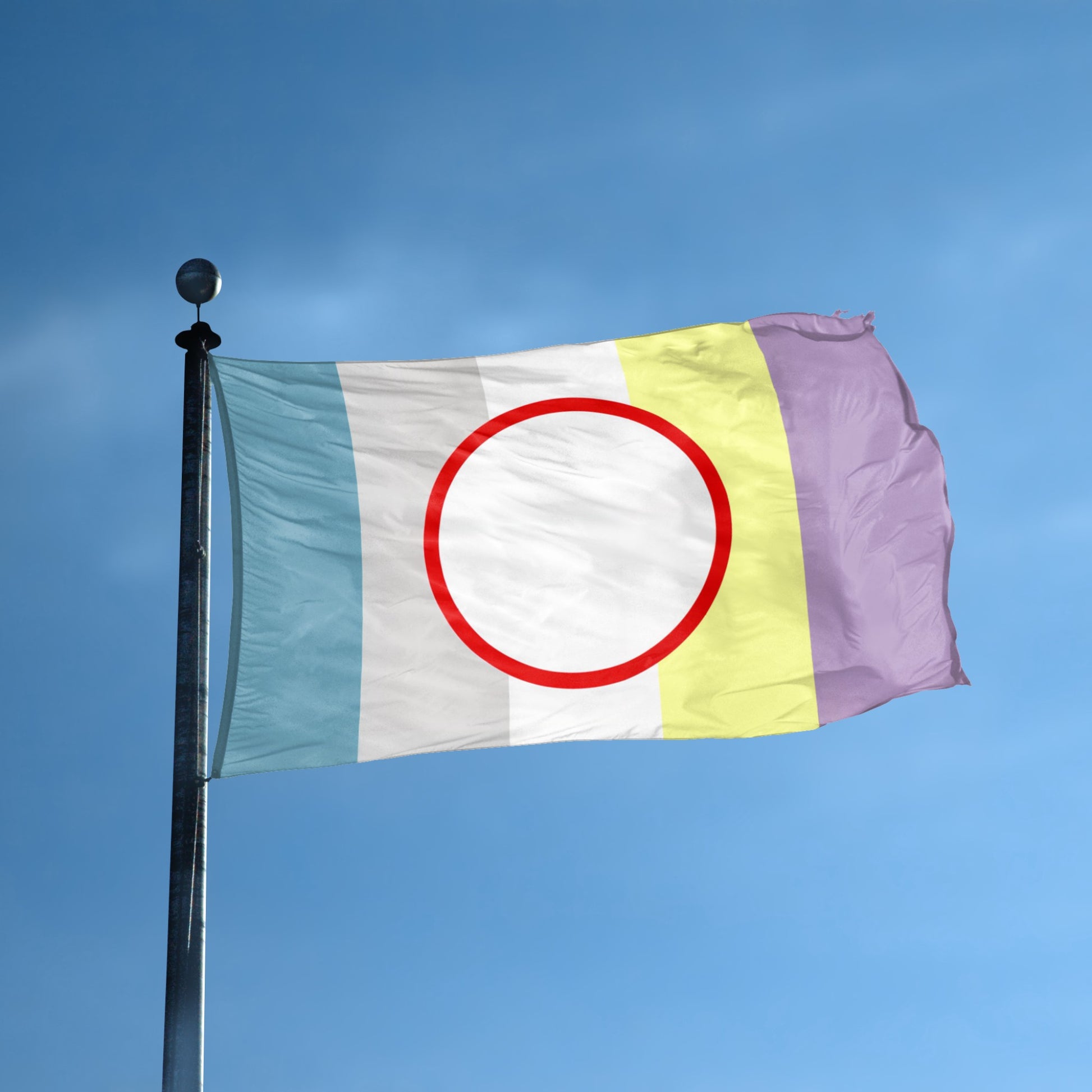 Objectum Pride flag displayed outdoors – weatherproof house banner on pole | Bannerfi