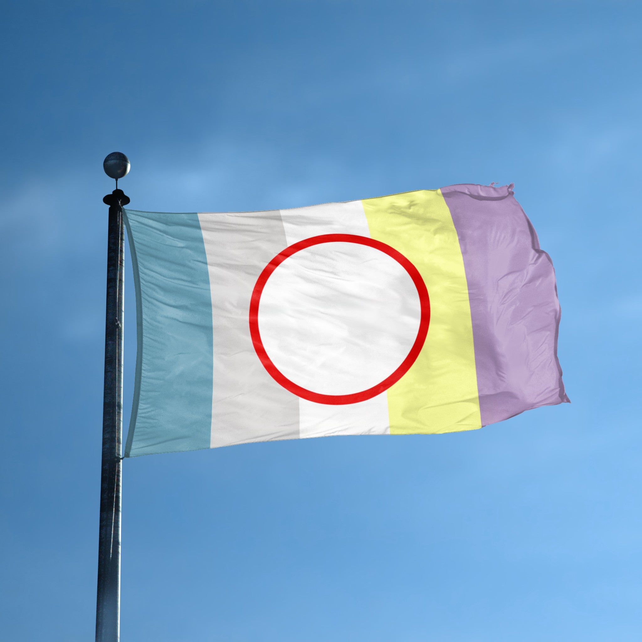 Objectum Pride flag displayed outdoors – weatherproof house banner on pole | Bannerfi