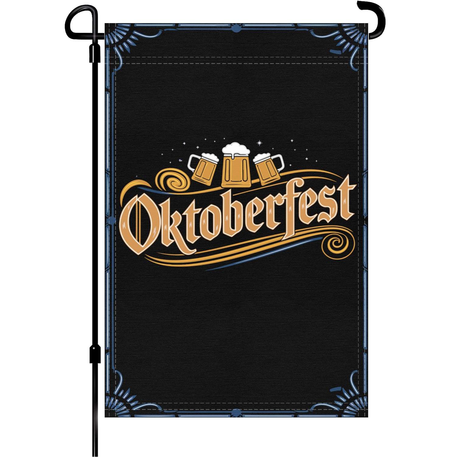 Oktoberfest garden flag made of weatherproof polyester mounted on a garden flagpole | Bannerfi