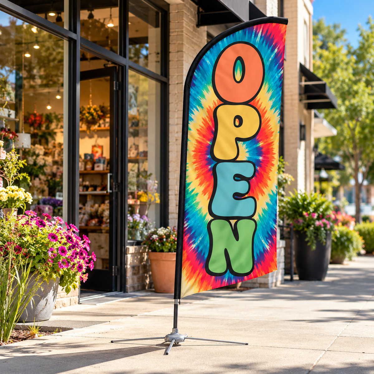 Open Tie Dye Feather Flag