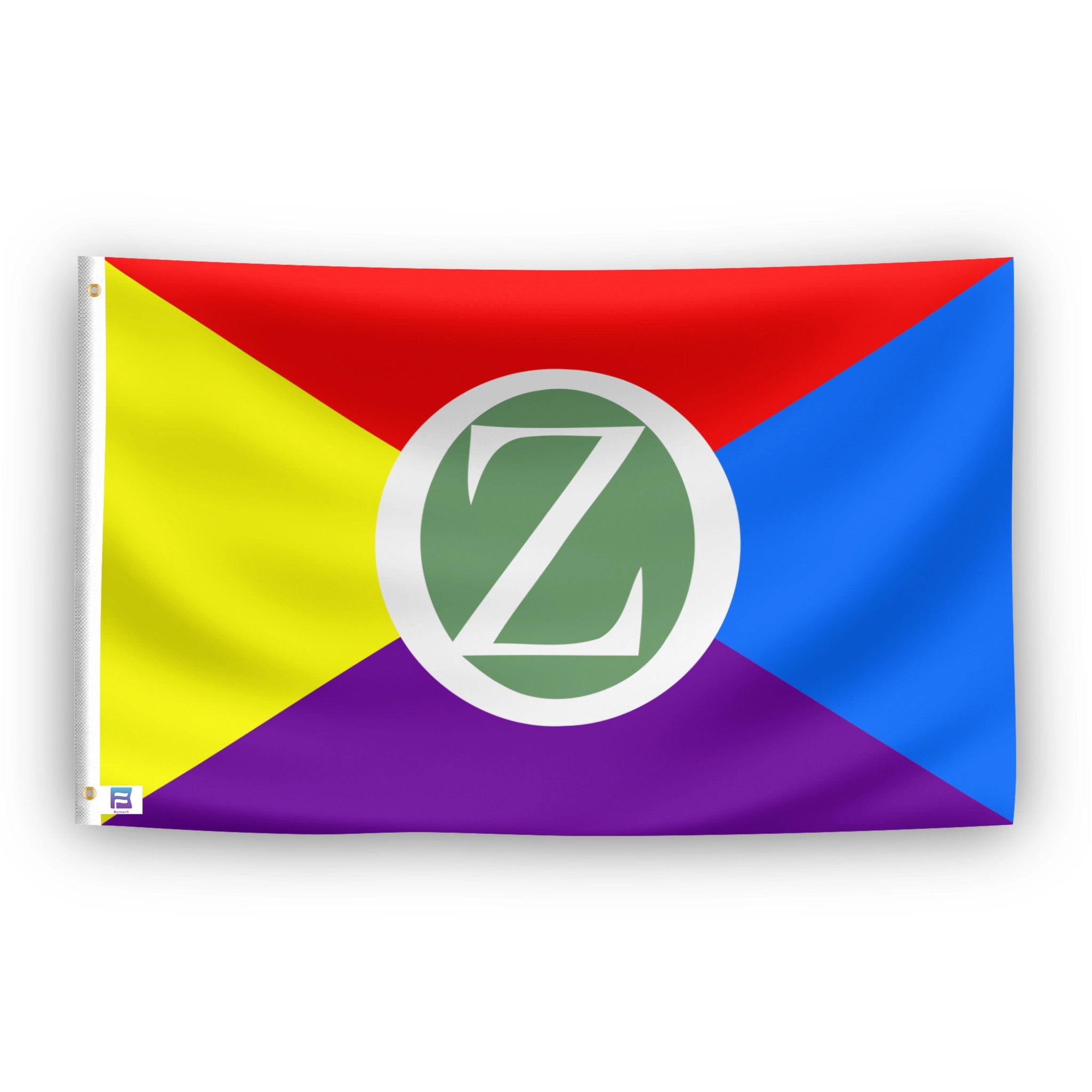 Land of Oz Flag with a green logo featuring the letter 'Z' on a white background