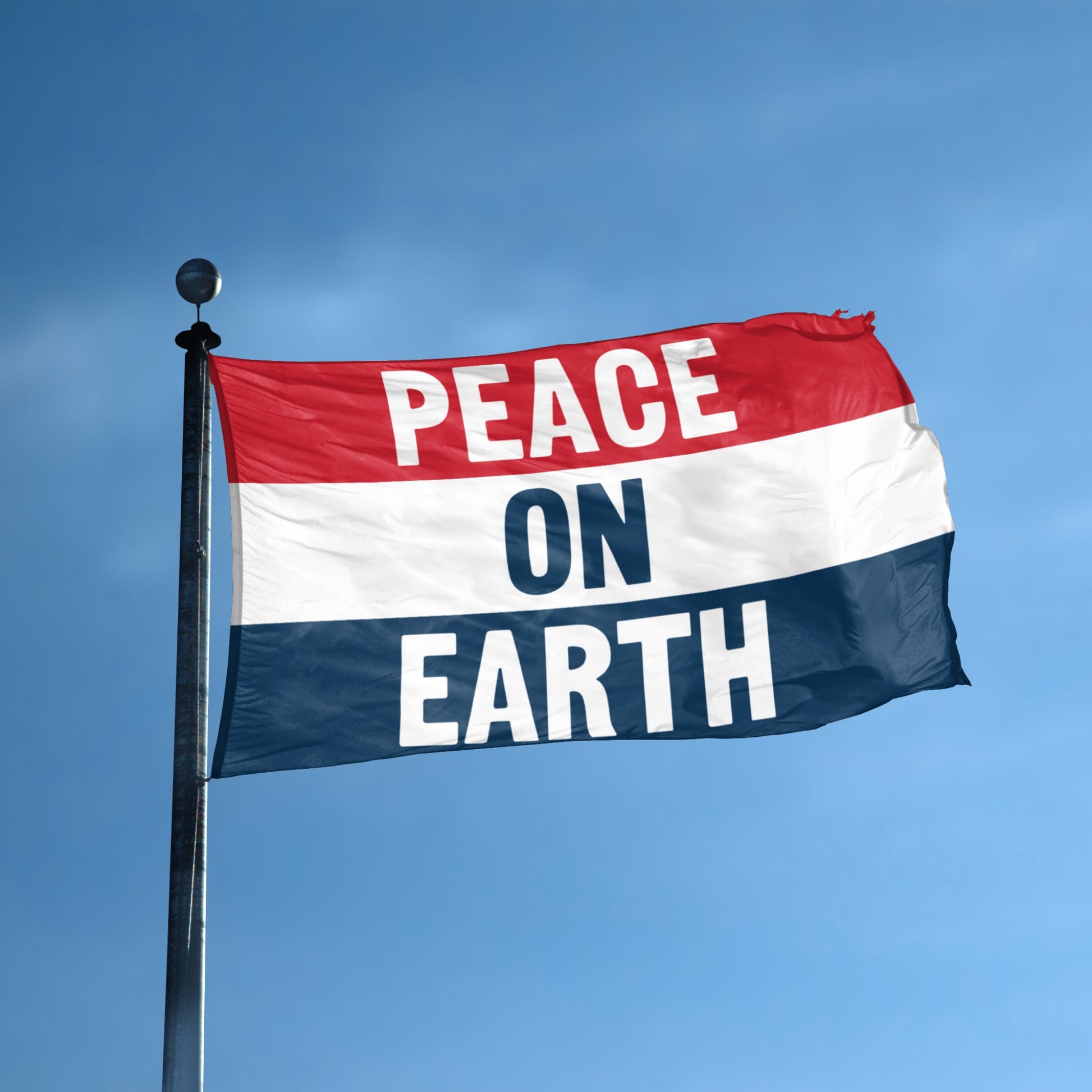 Peace On Earth flag displayed outdoors – weatherproof house banner on pole | Bannerfi