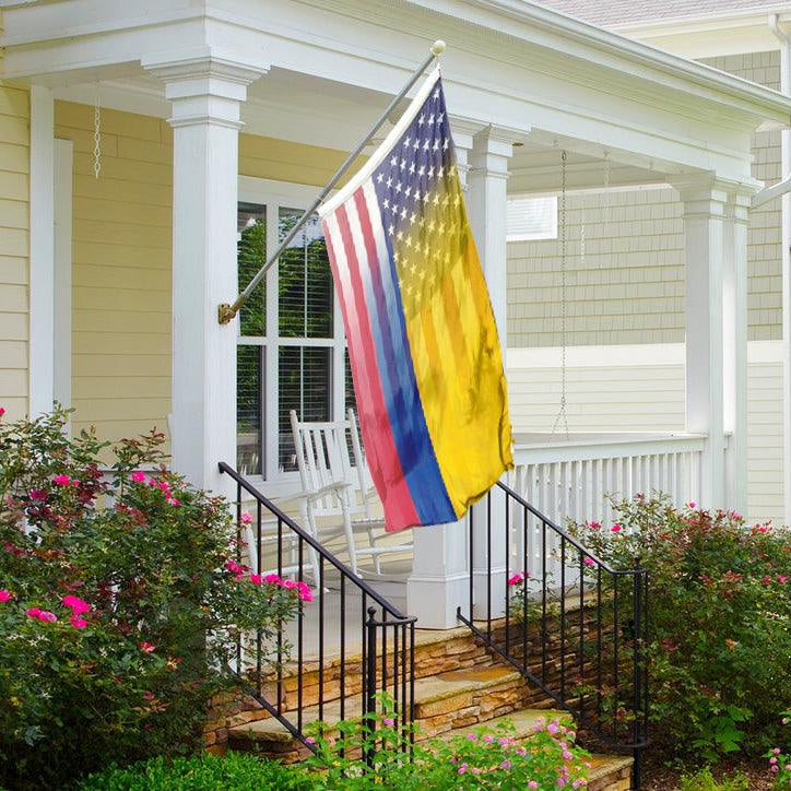 Colombian American Hybrid Flag on a front porch - Bannerfi