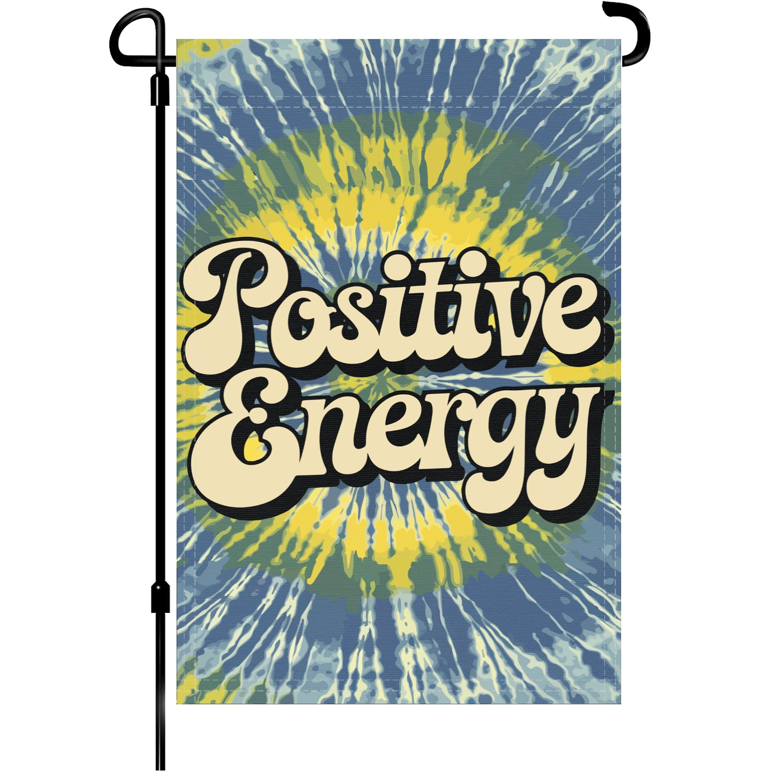 Positive Energy garden flag made of weatherproof polyester mounted on a garden flagpole | Bannerfi