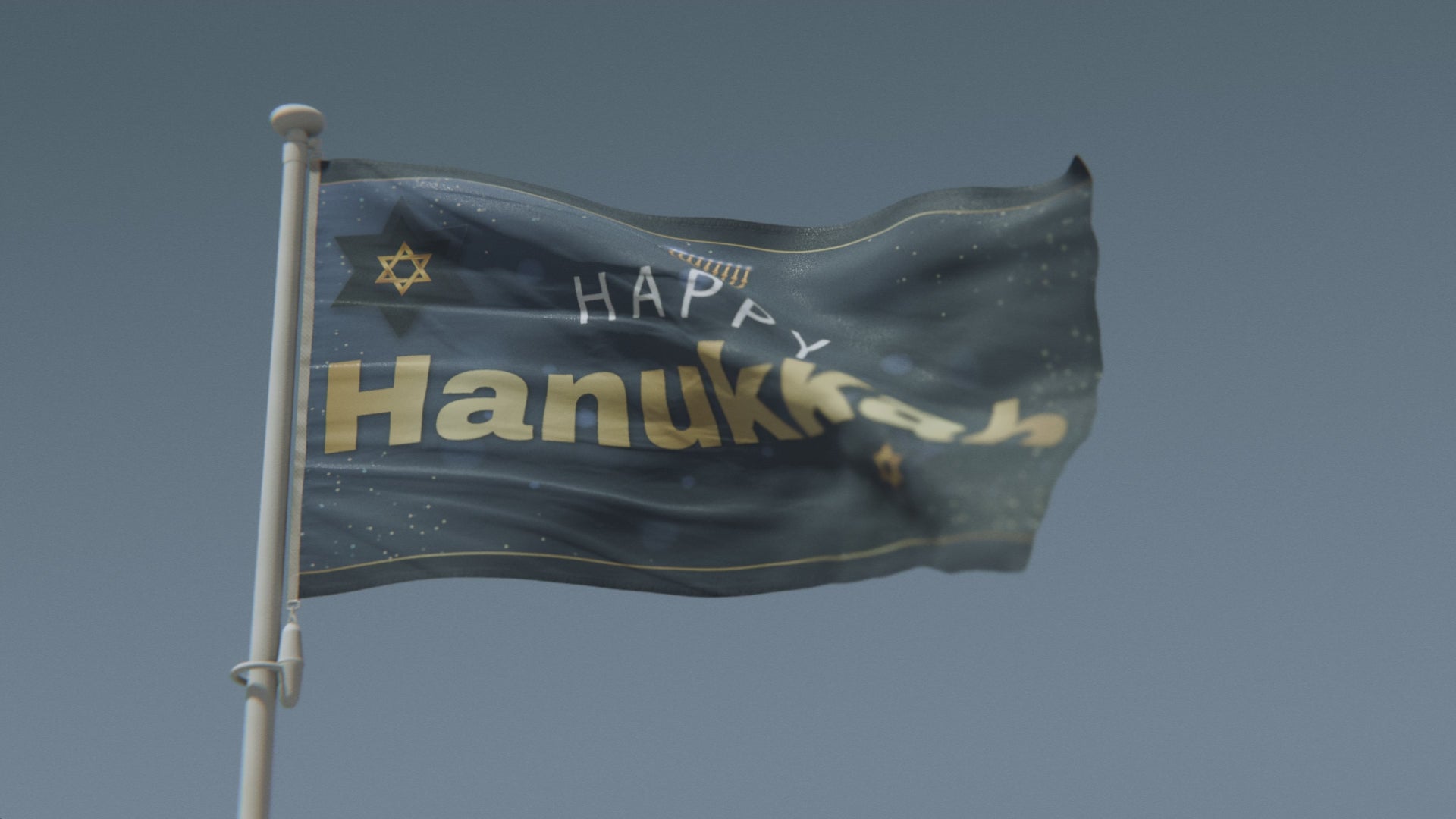 Load video: Happy Hanukkah Flag