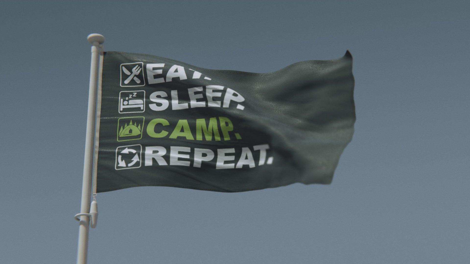 Cargar vídeo: Bandera de repetición del campamento Eat Sleep