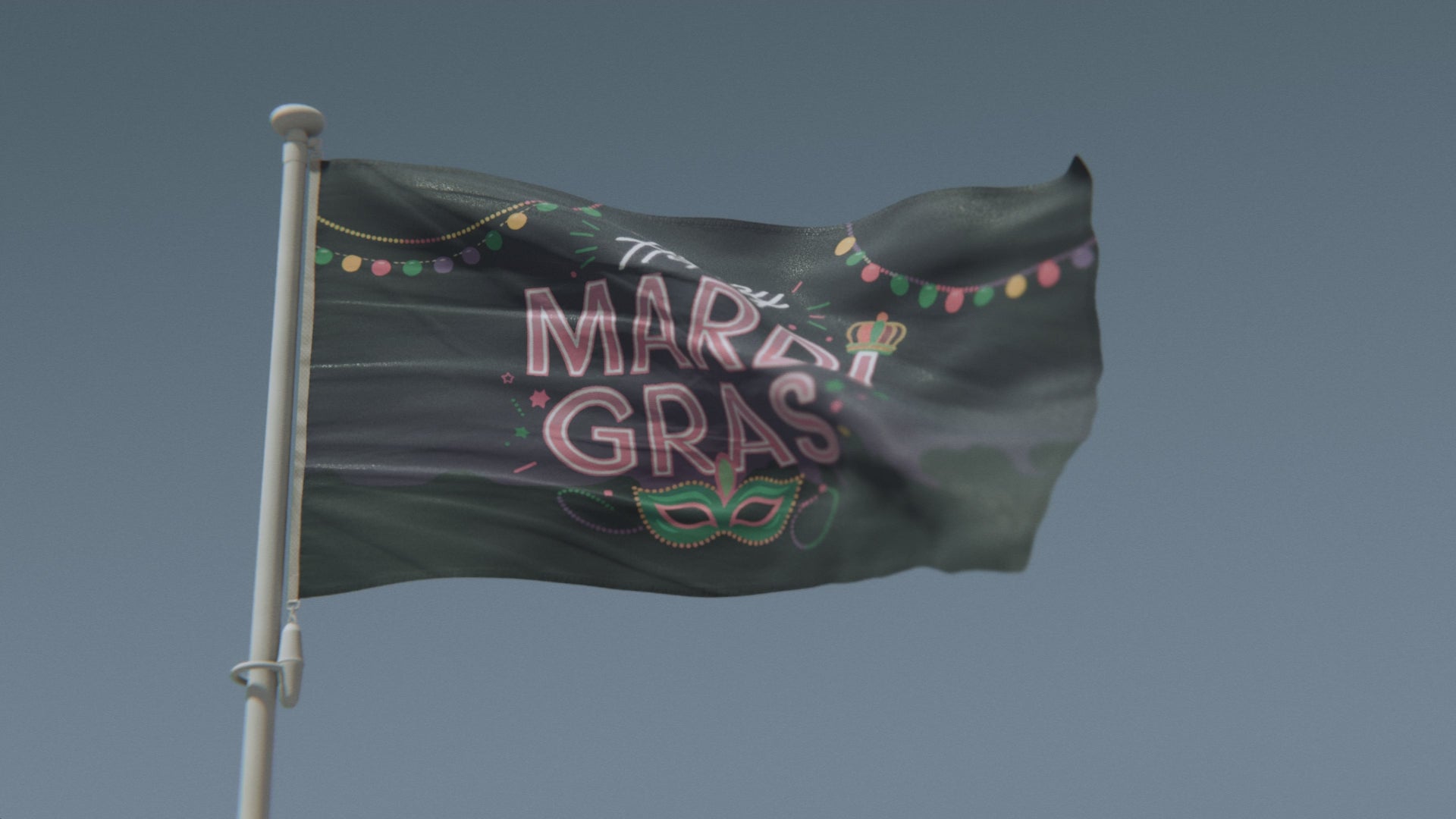 Load video: Happy Mardi Gras Flag