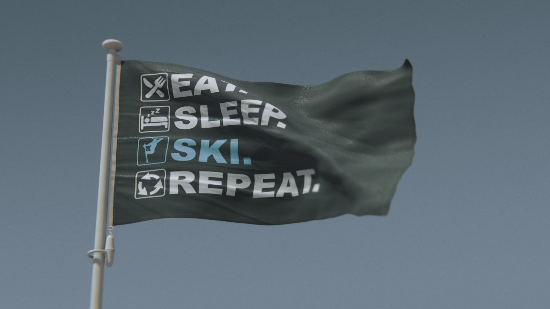 Load video: Eat Sleep Ski Repeat Flag