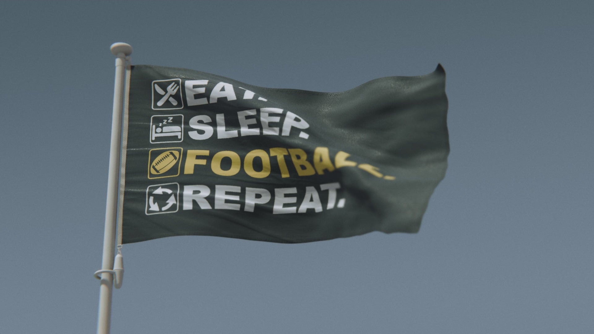 Load video: Eat Sleep Football Repeat Flag