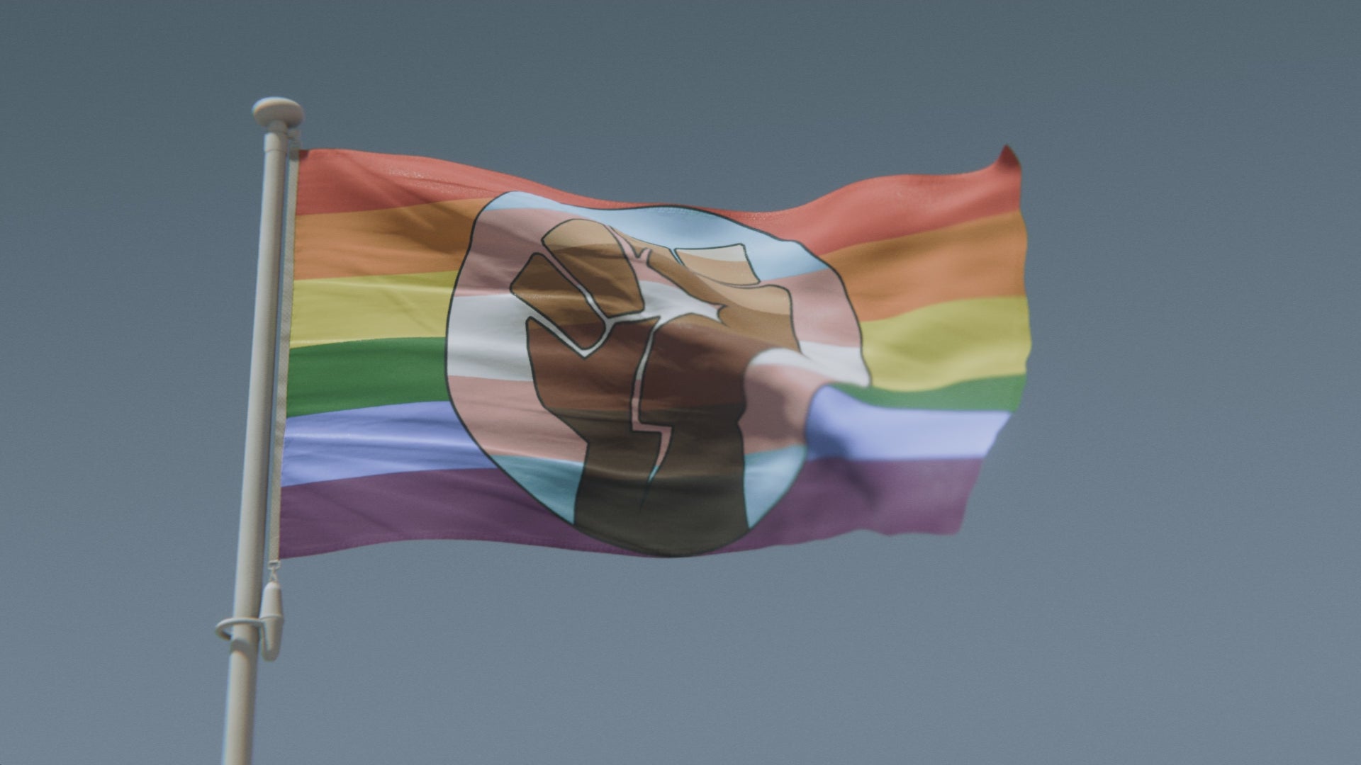 Load video: Resist Fist Trans Pride Flag