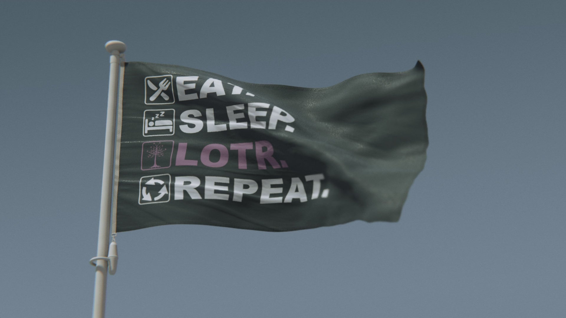 Charger la vidéo : Drapeau de répétition Eat Sleep LOTR