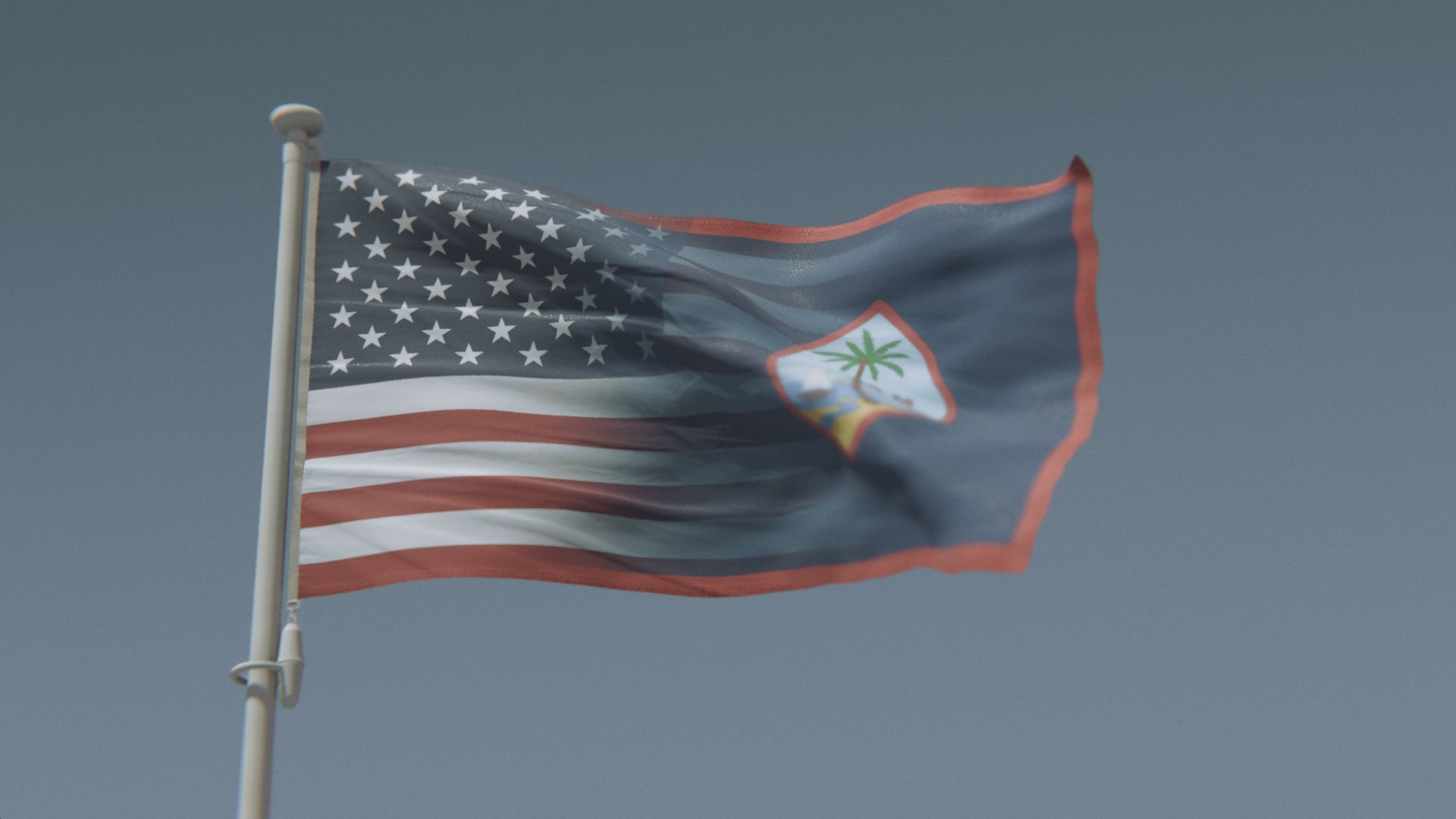 Cargar vídeo: Mezcla de banderas de Guam y Estados Unidos