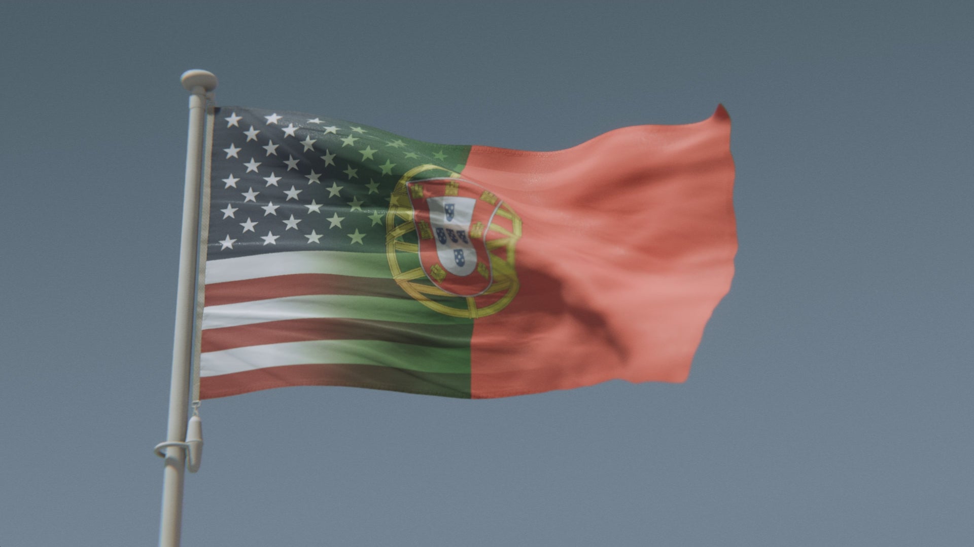 Charger la vidéo : Drapeau hybride américano-portugais