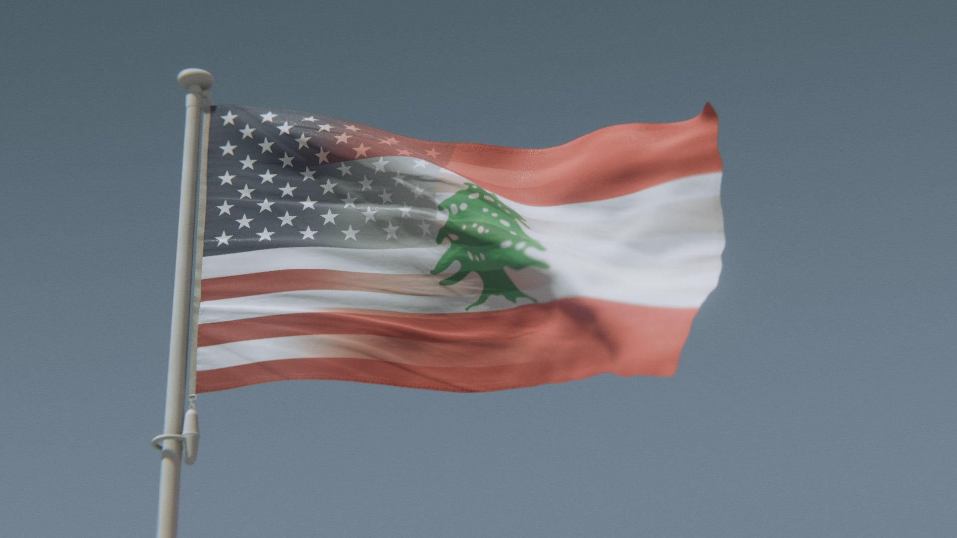 Charger la vidéo : Drapeau hybride libano-américain