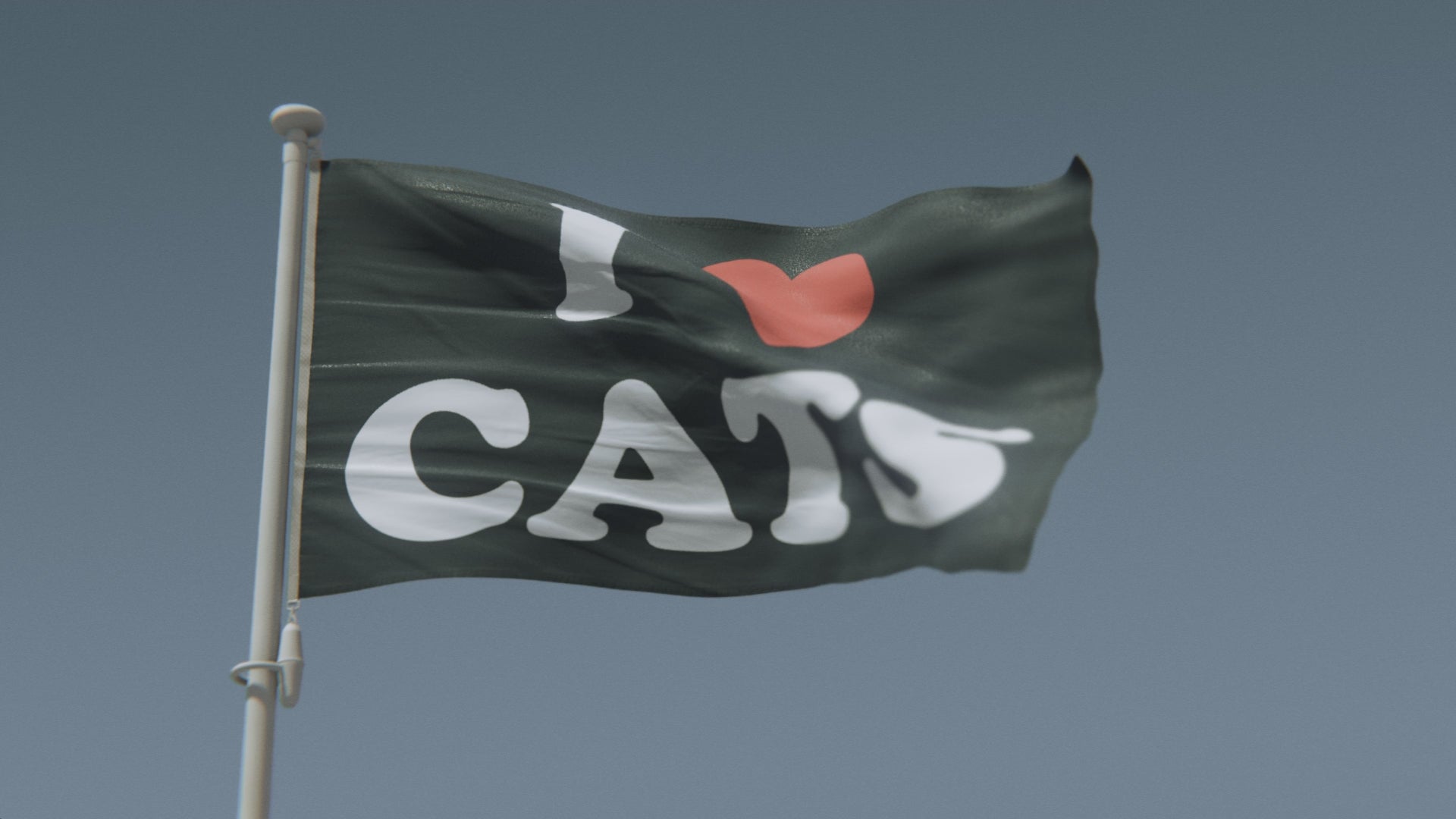 Cargar vídeo: Bandera &quot;Me encantan los gatos y el café&quot;