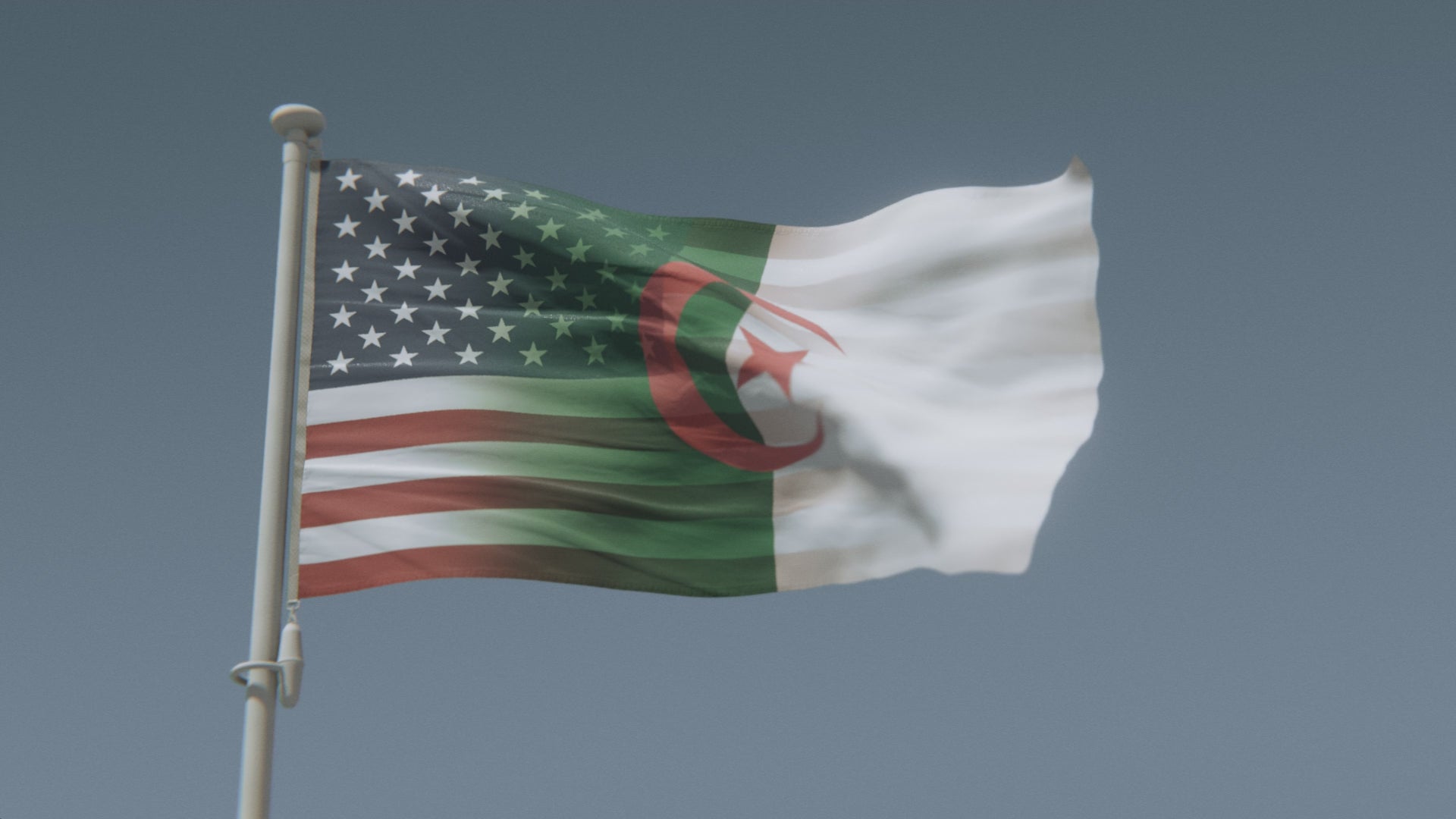 Charger la vidéo : Drapeau hybride algéro-américain