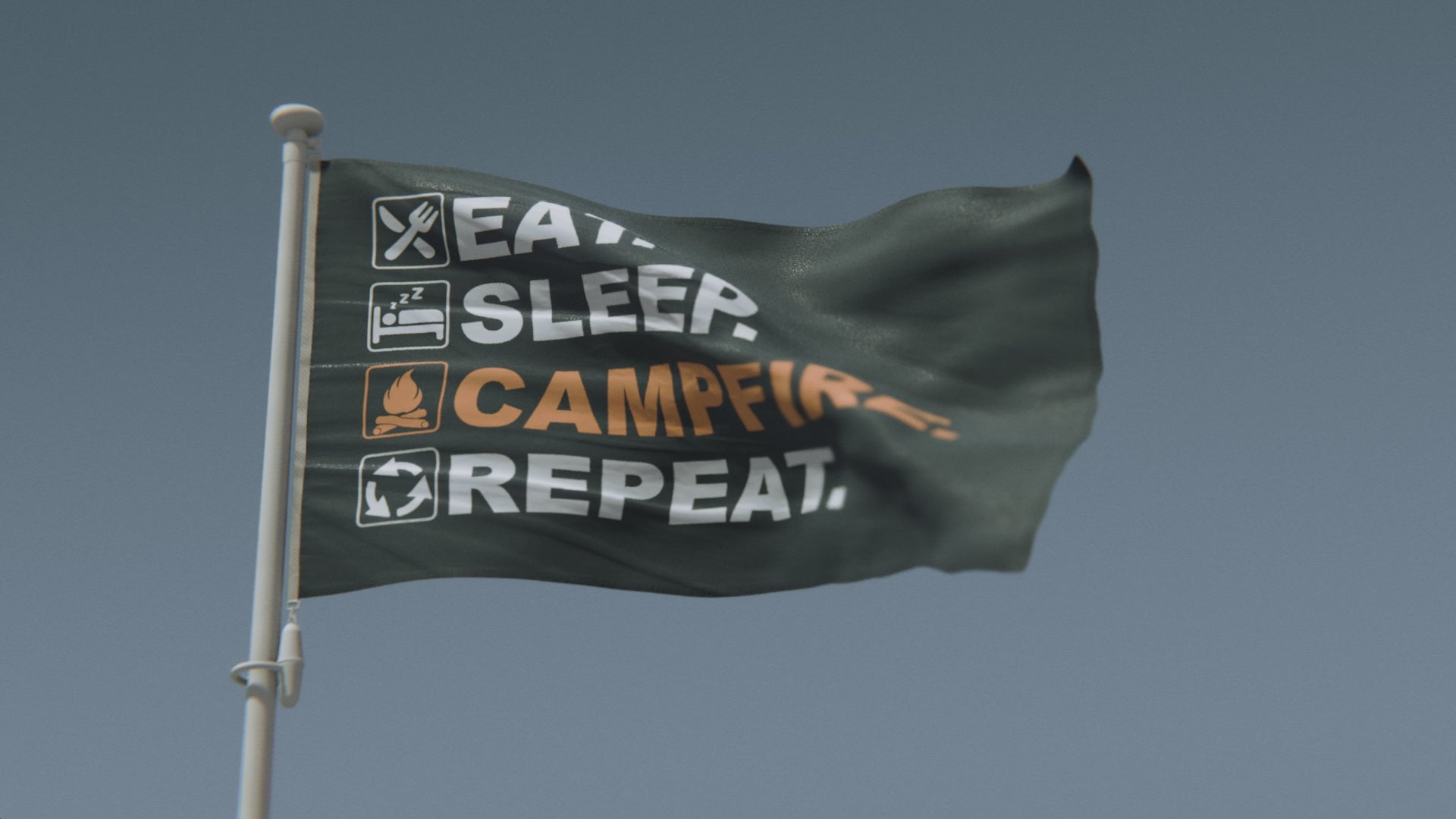 Load video: Eat Sleep Campfire Repeat Flag