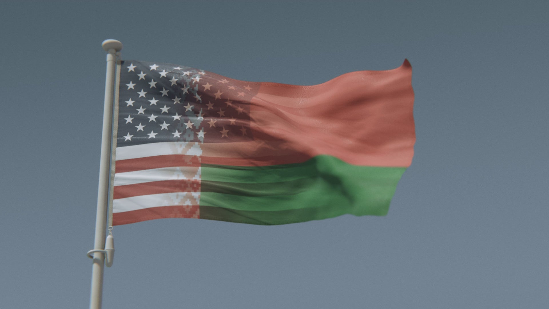 Charger la vidéo : Drapeau hybride biélorusse-américain