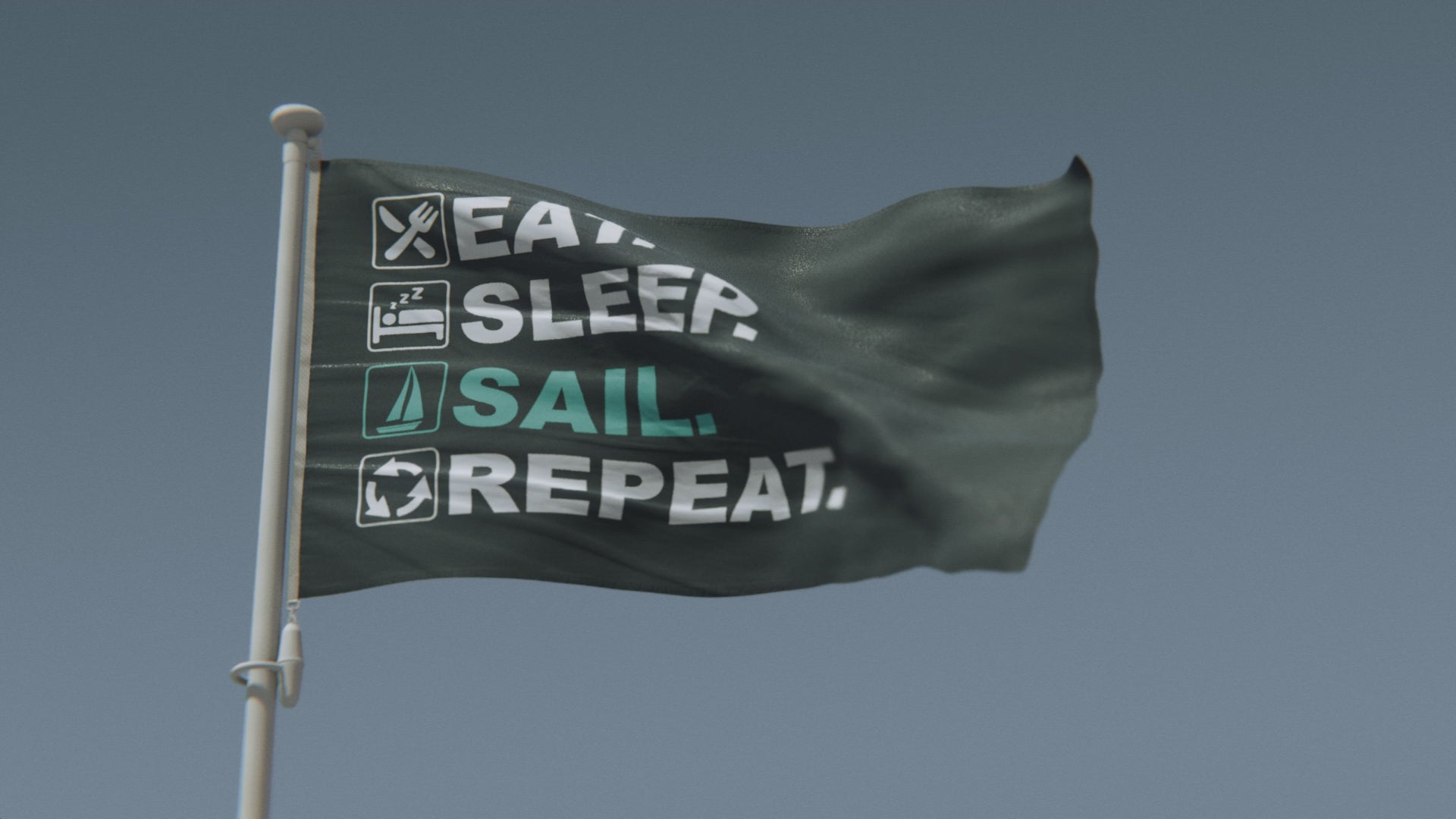 Load video: Eat Sleep Sail Repeat Flag