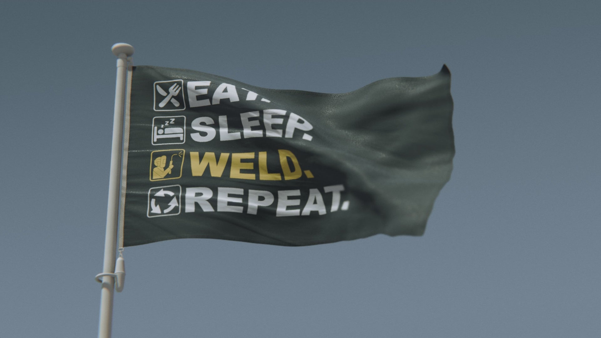 Load video: Eat Sleep Weld Repeat Flag
