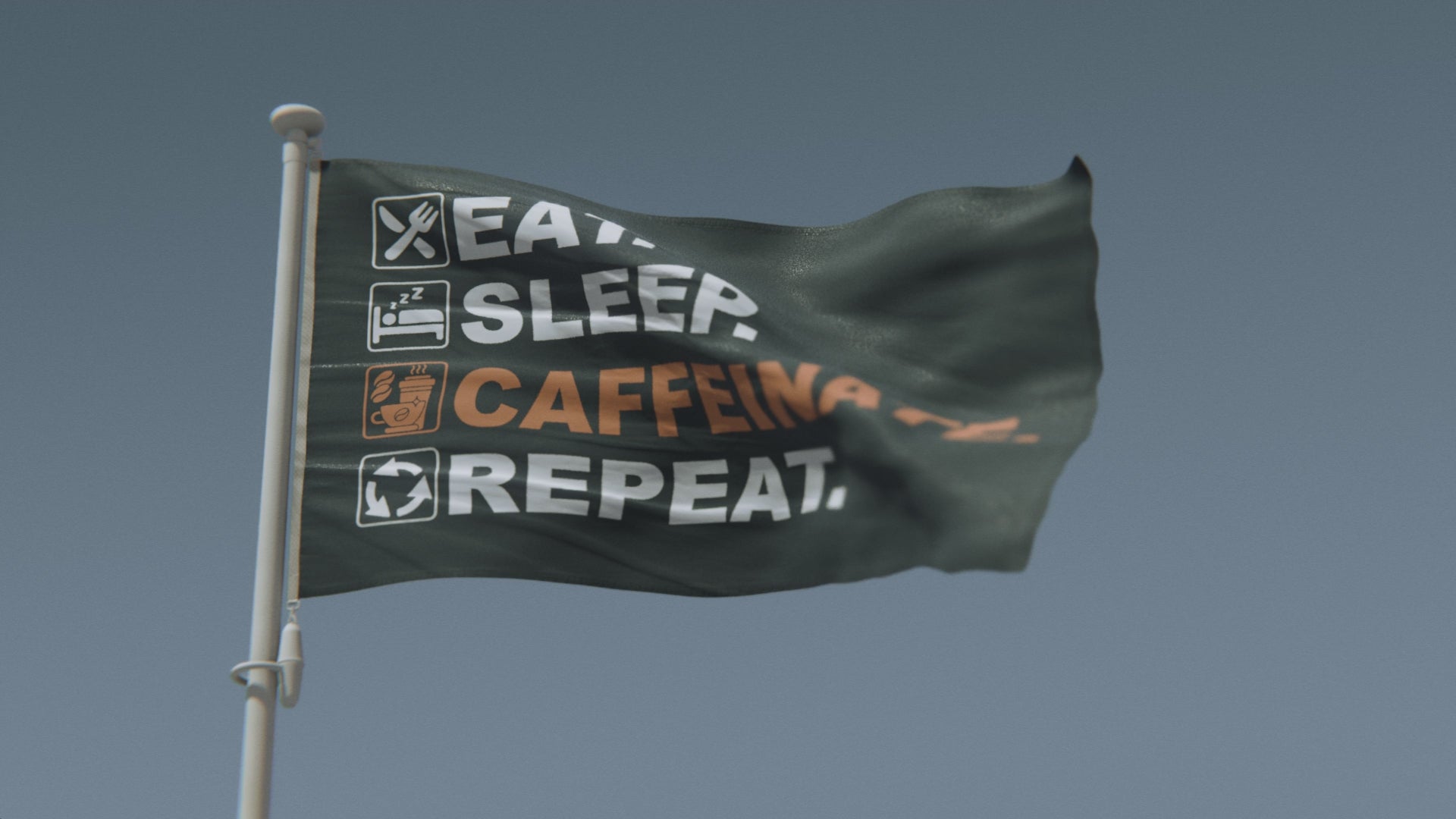Load video: Eat Sleep Caffeinate Repeat Flag