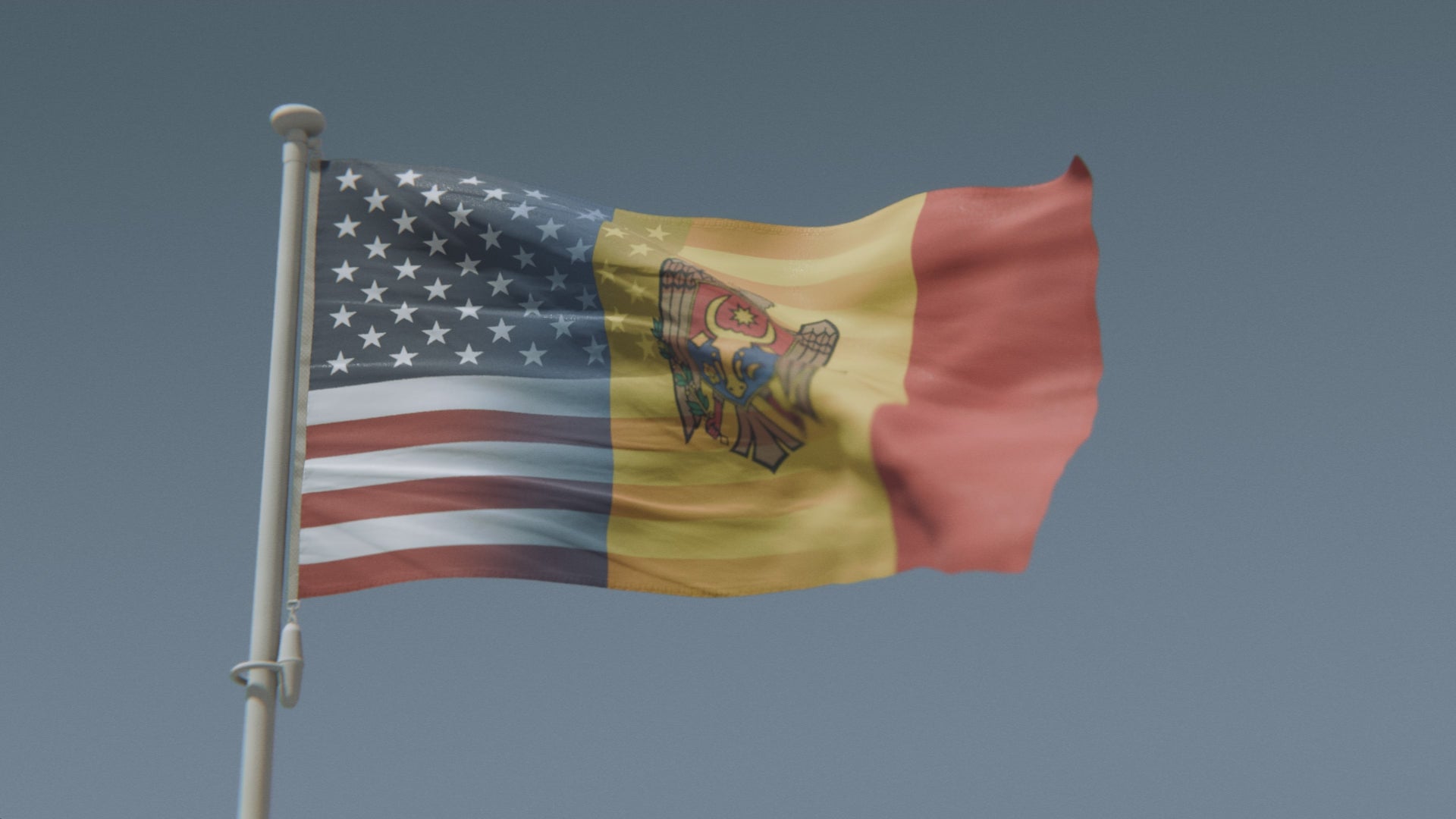 Charger la vidéo : Drapeau hybride moldave-américain