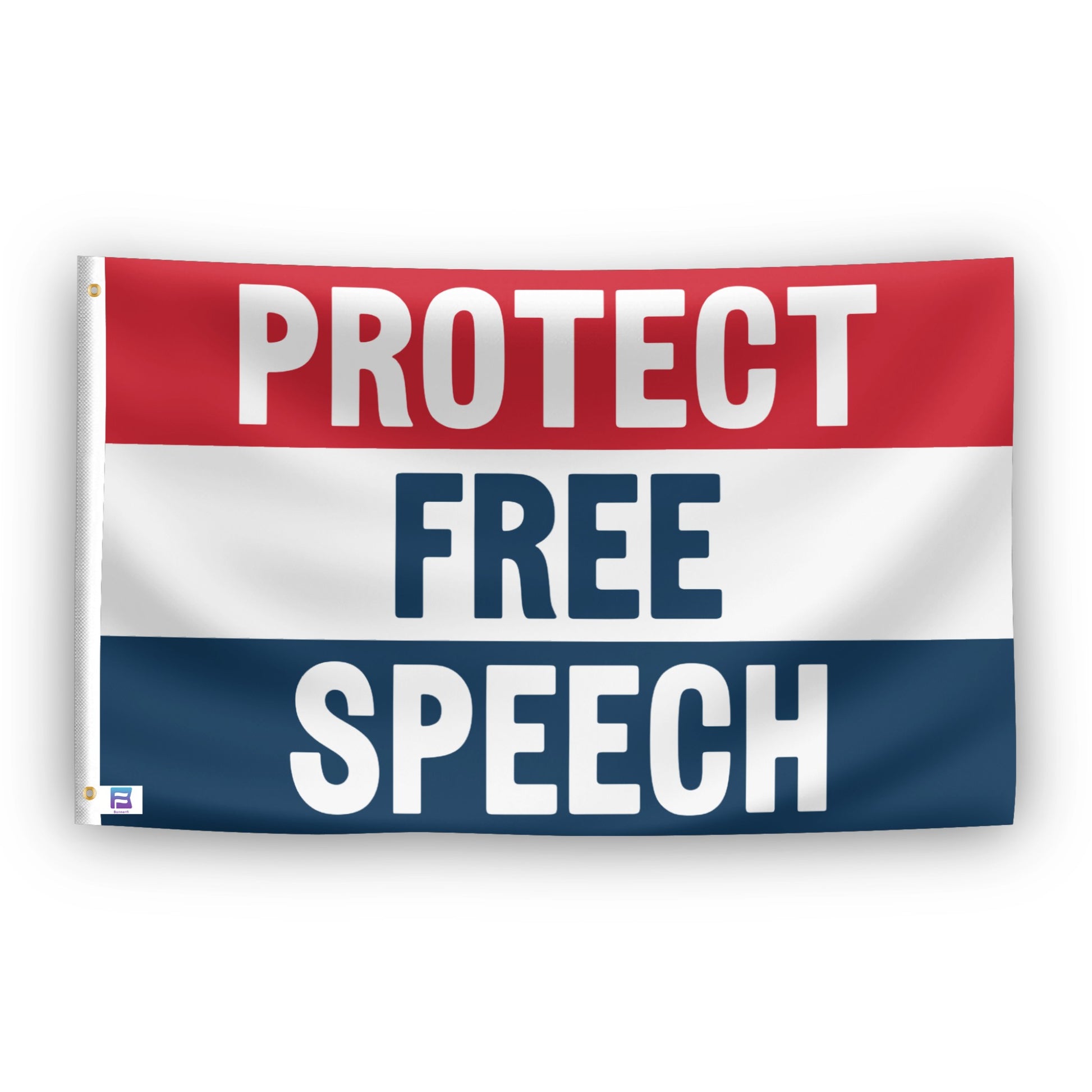 Protect Free Speech flag – weatherproof polyester with brass grommets and canvas header | Bannerfi