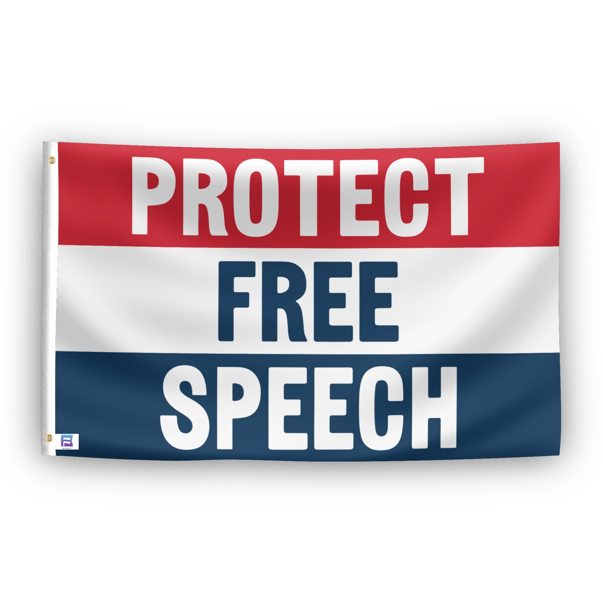 Protect Free Speech flag – weatherproof polyester with brass grommets and canvas header | Bannerfi