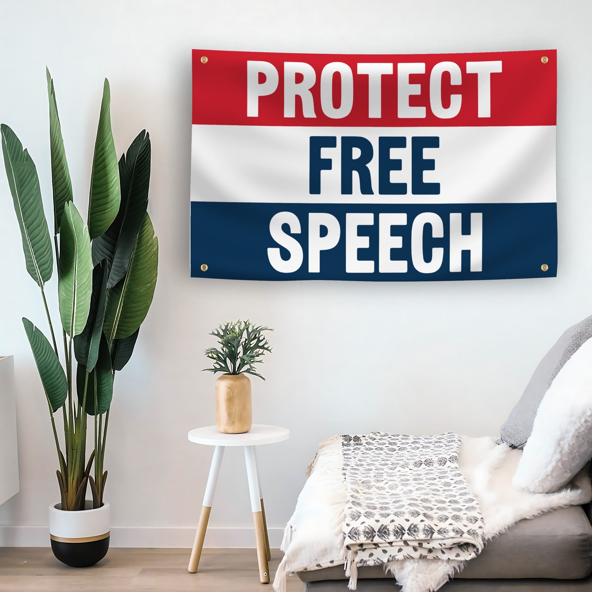 Protect Free Speech flag as indoor wall art – versatile home décor | Bannerfi