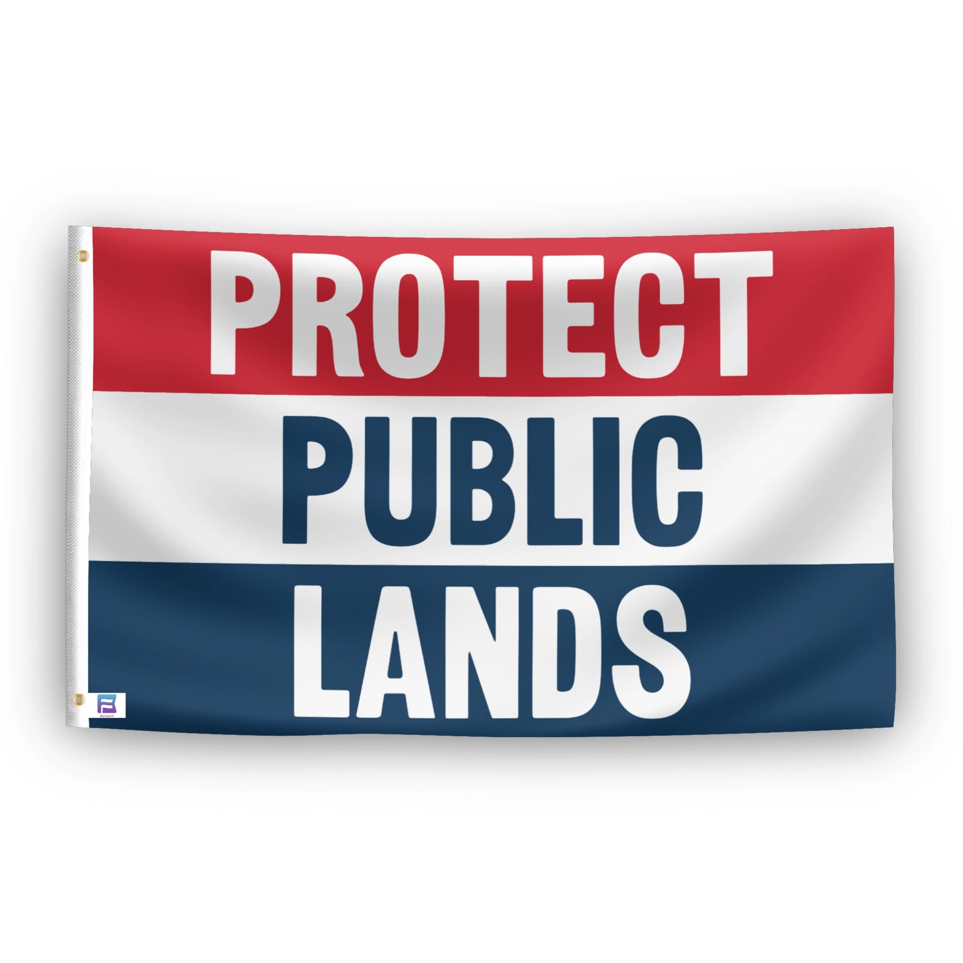 Protect Public Lands flag – weatherproof polyester with brass grommets and canvas header | Bannerfi