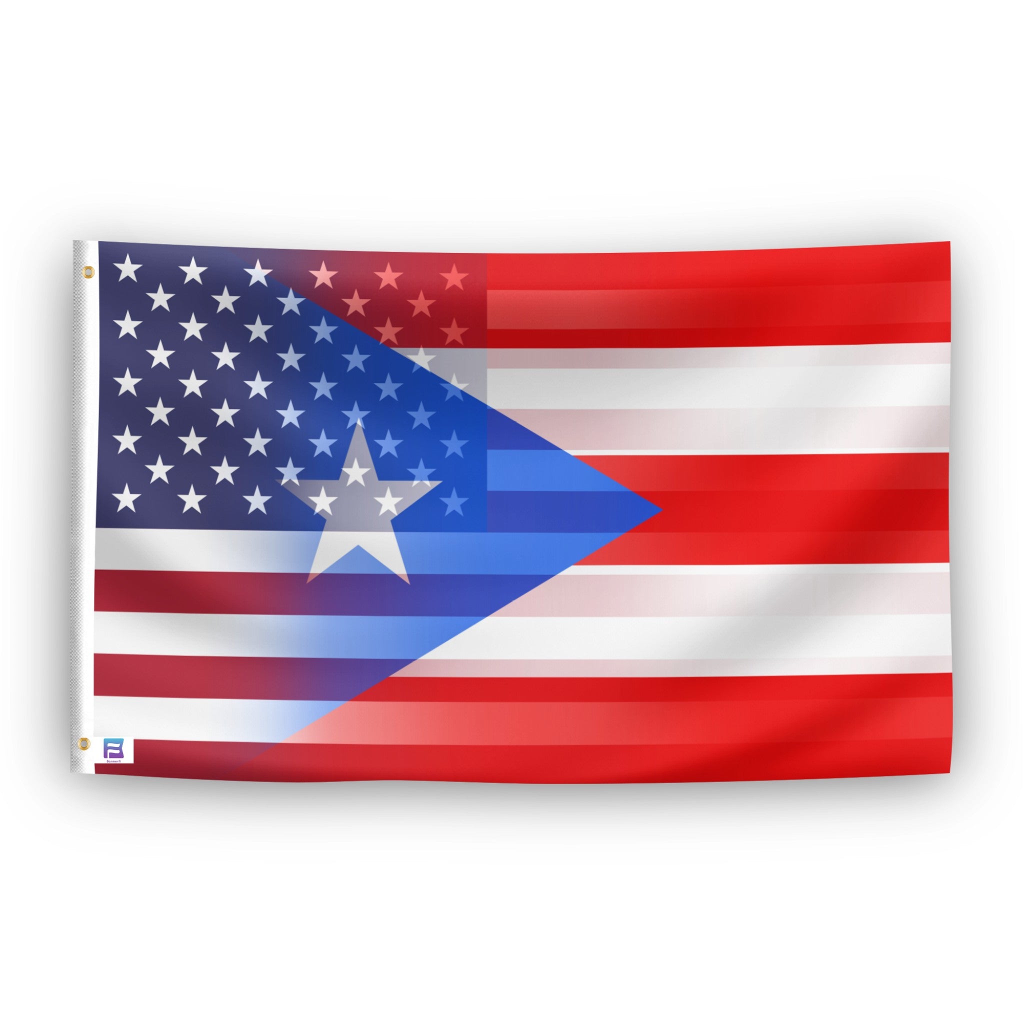 Puerto Rican American Hybrid USA Flag - Flags by Bannerfi