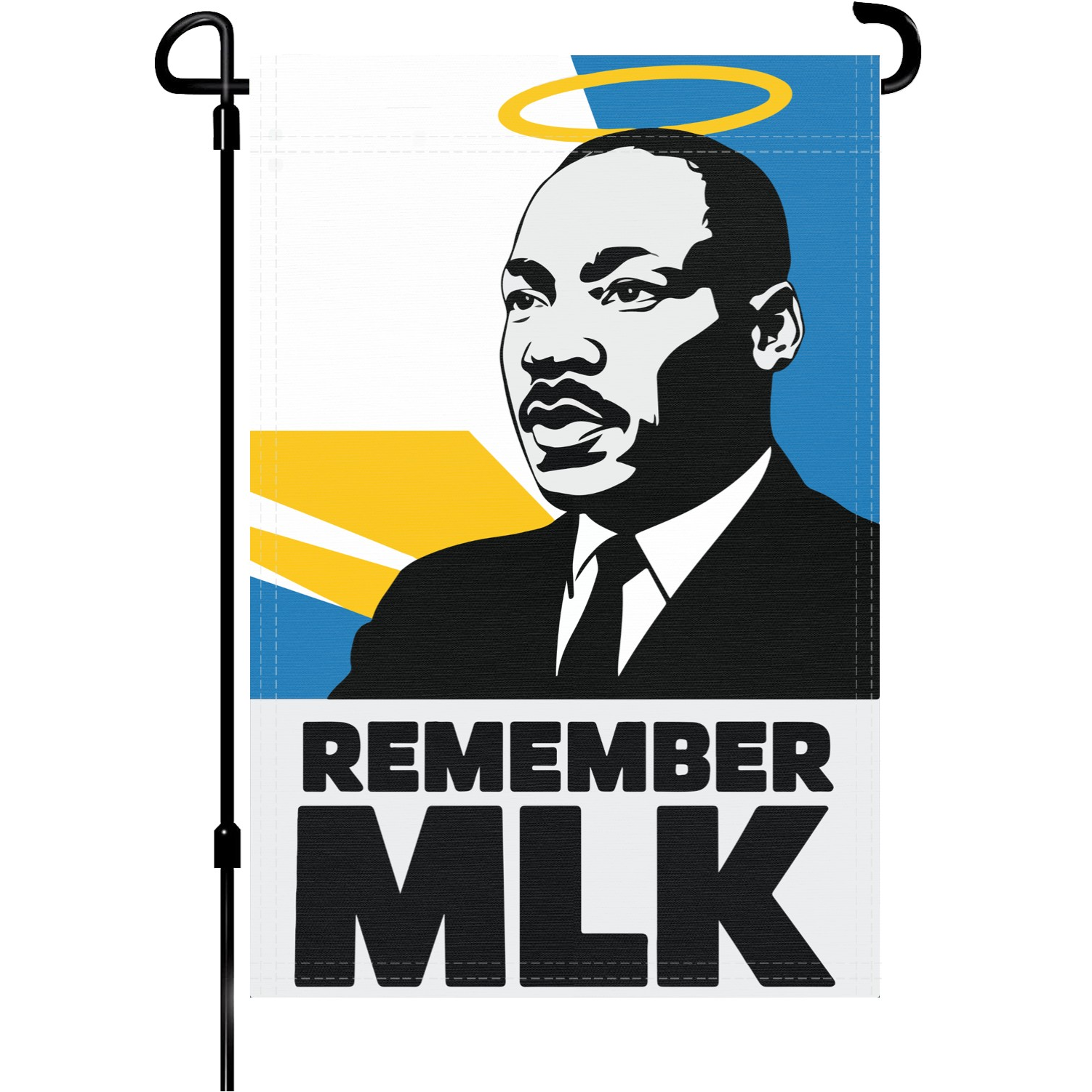 Remember Mlk garden flag made of weatherproof polyester mounted on a garden flagpole | Bannerfi