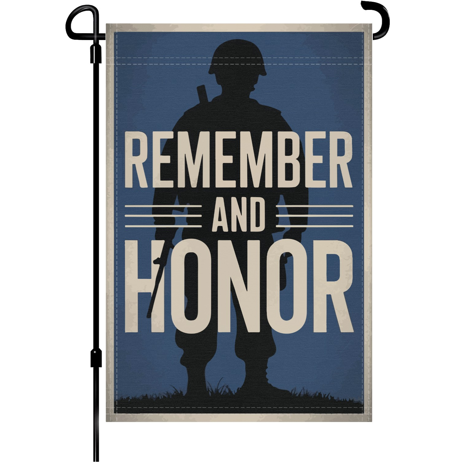 Rememebr And Honor garden flag made of weatherproof polyester mounted on a garden flagpole | Bannerfi