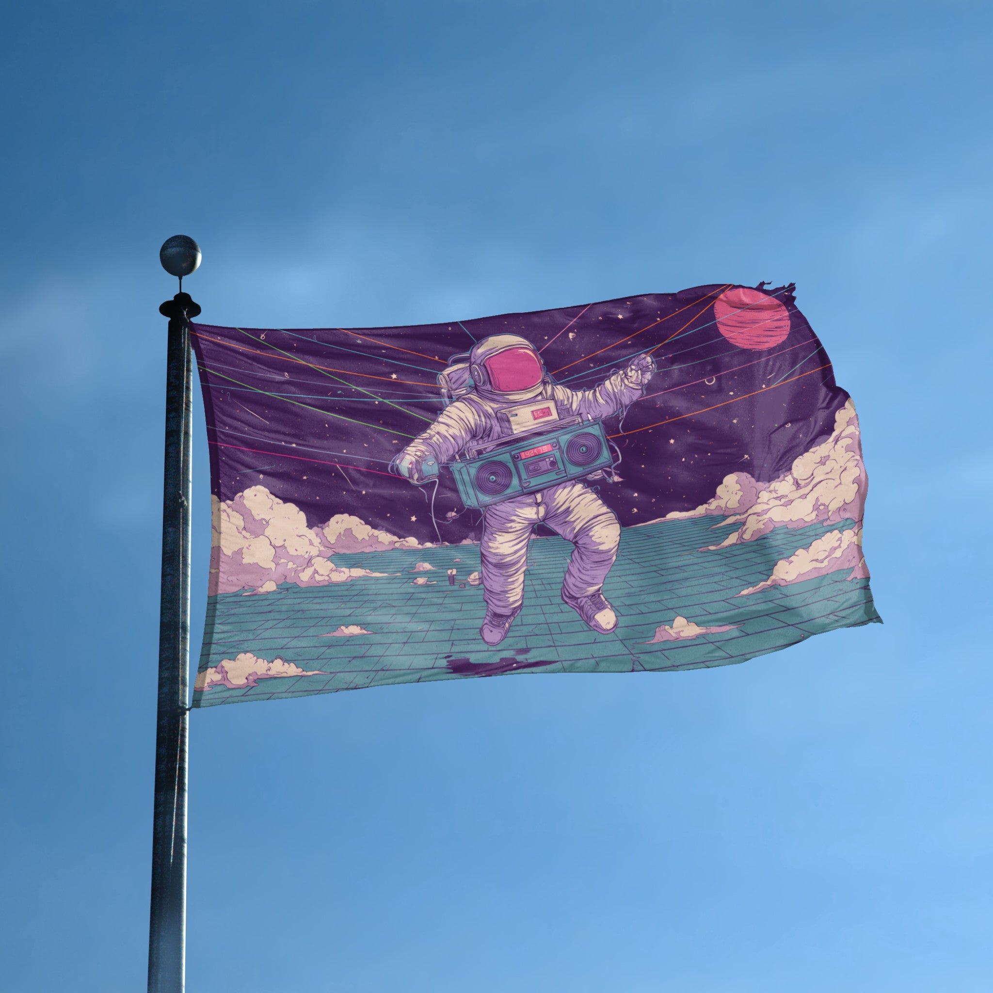 Retro Dancing Astronaut Flag