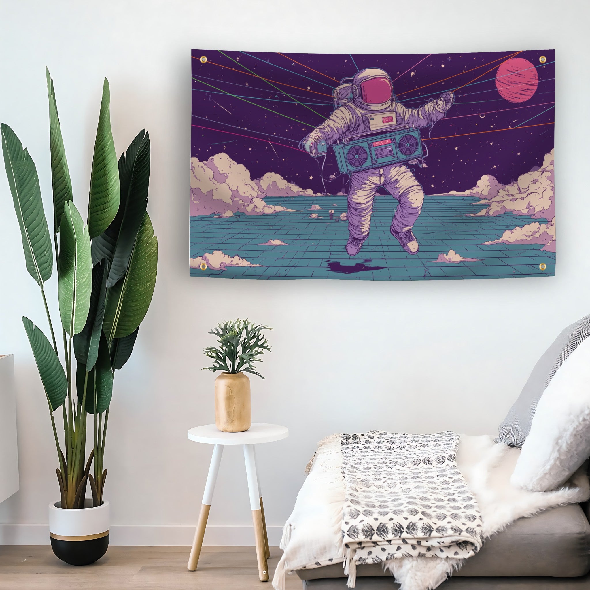 Retro Dancing Astronaut Flag