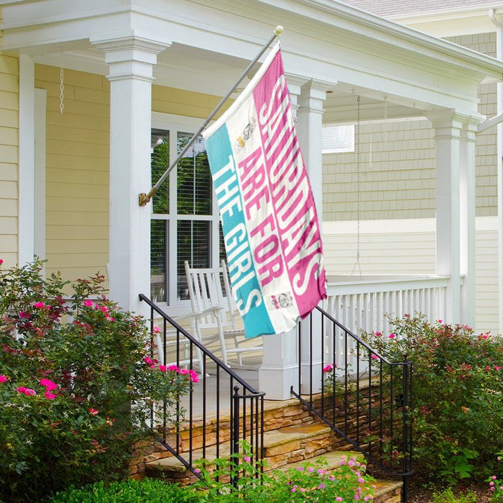 Saturdays Are For the Girls Flag on a front porch - Flags by Bannerfi