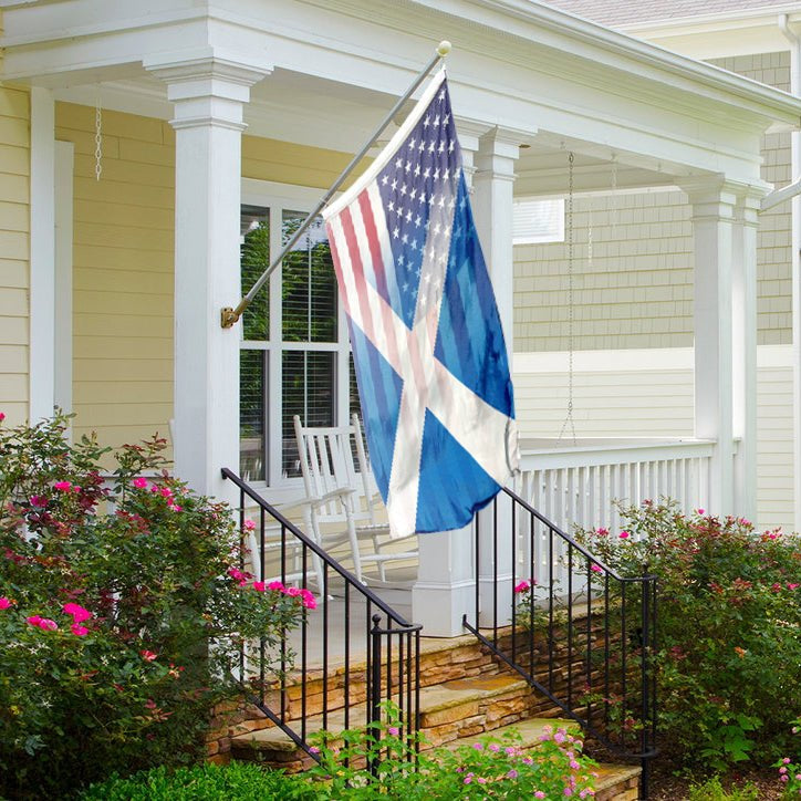 Scottish American Hybrid Flag on a front porch - Flags by Bannerfi