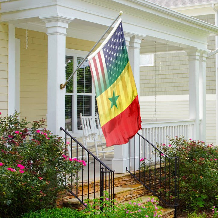 Senegalese American Hybrid Flag on a front porch - Flags by Bannerfi