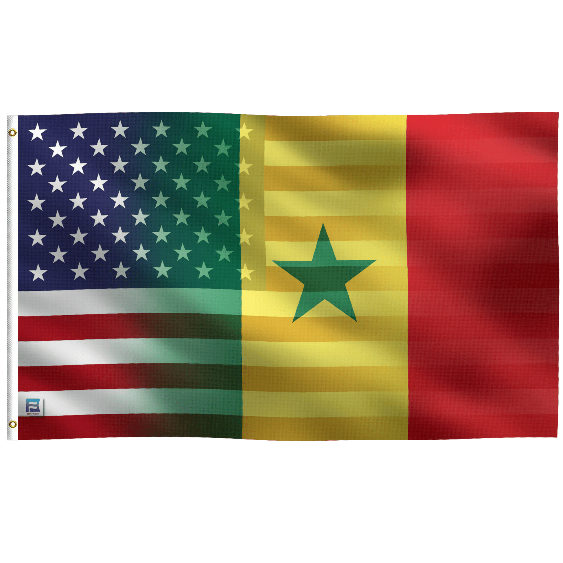 Senegalese American Hybrid Flag - Flags by Bannerfi